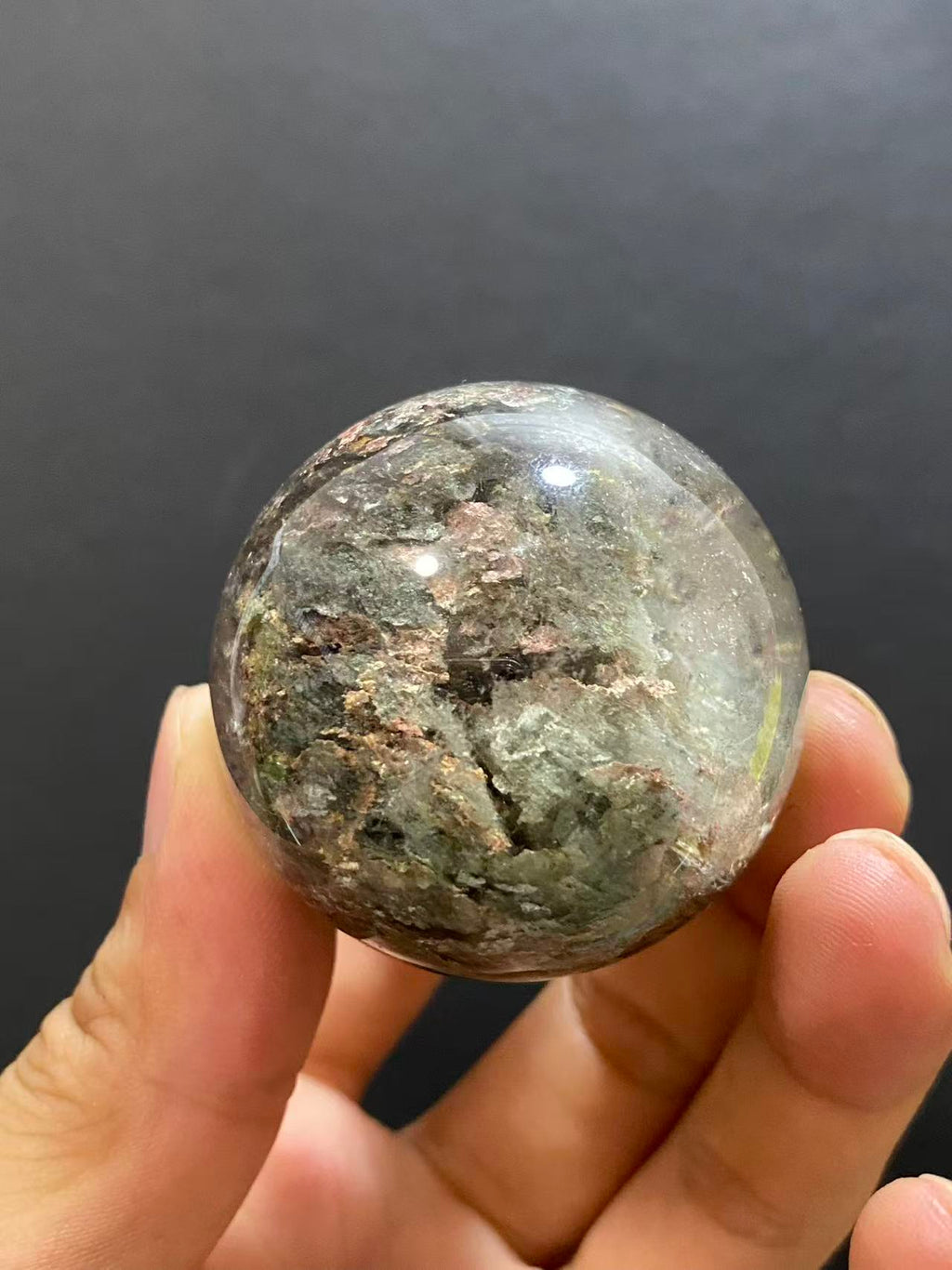 Natural Phantom Quartz Sphere With Internal Phantom Inclusions, Decorative Mineral Ornament