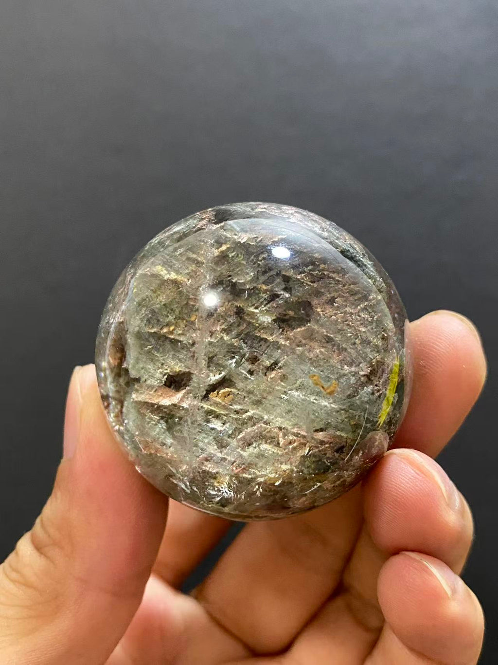 Natural Phantom Quartz Sphere With Internal Phantom Inclusions, Decorative Mineral Ornament