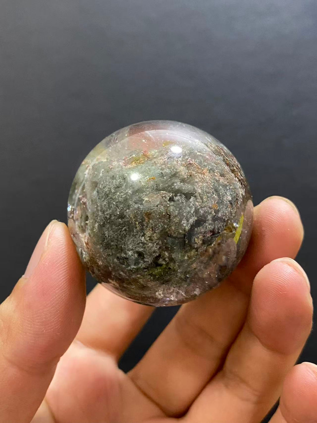Natural Phantom Quartz Sphere With Internal Phantom Inclusions, Decorative Mineral Ornament
