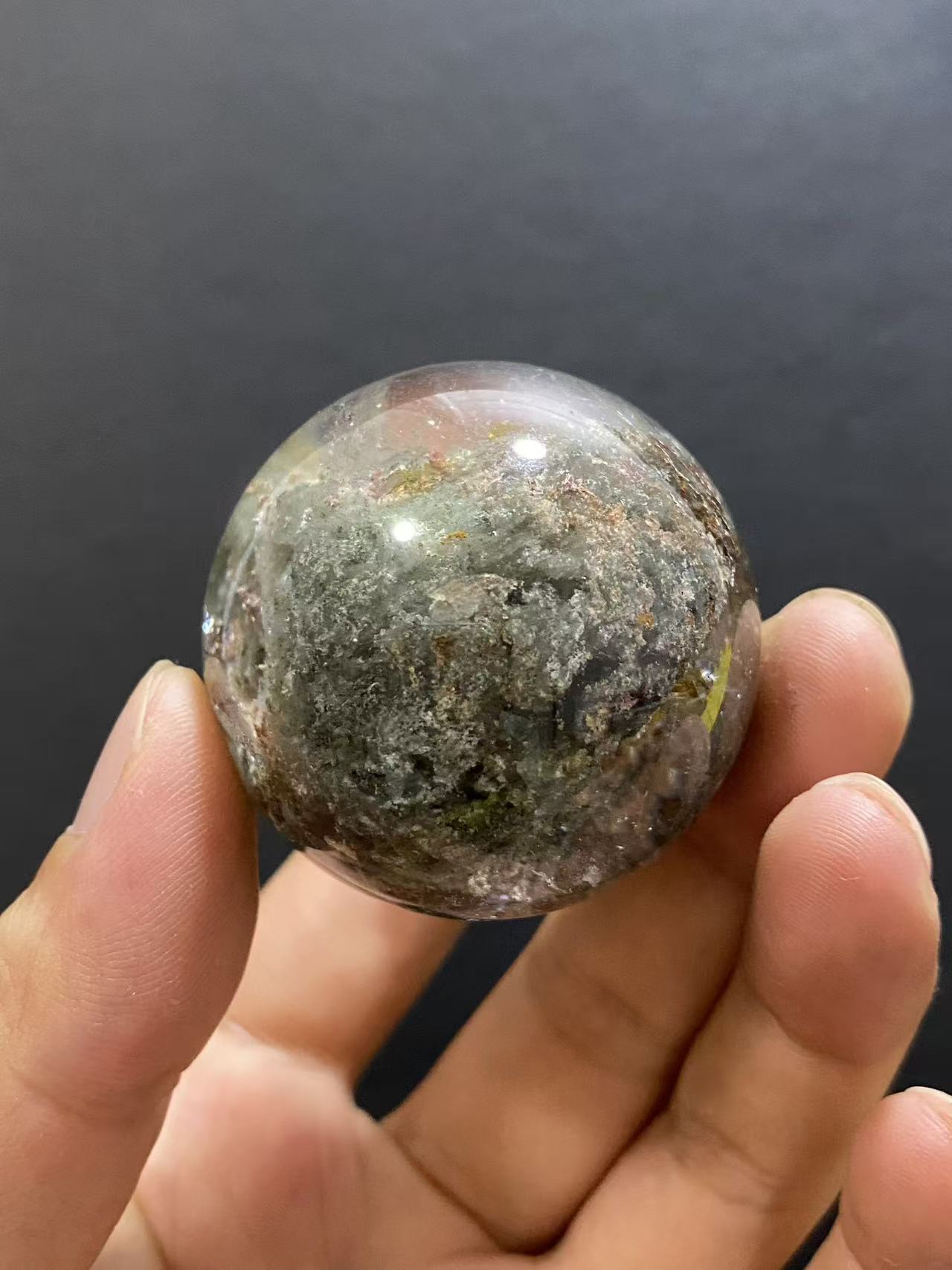 Natural Phantom Quartz Sphere With Internal Phantom Inclusions, Decorative Mineral Ornament