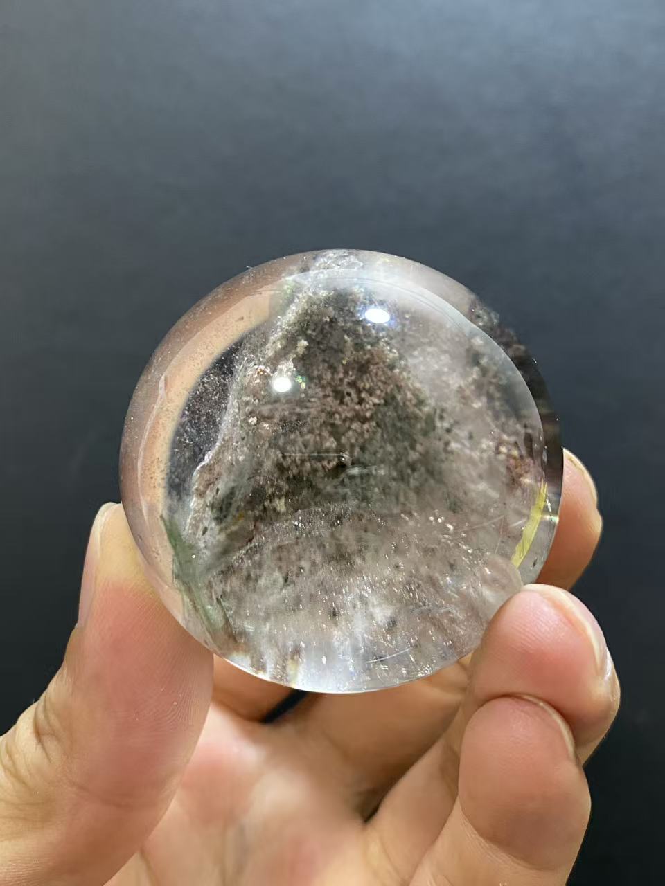 Natural Phantom Quartz Sphere With Internal Phantom Inclusions, Decorative Mineral Ornament
