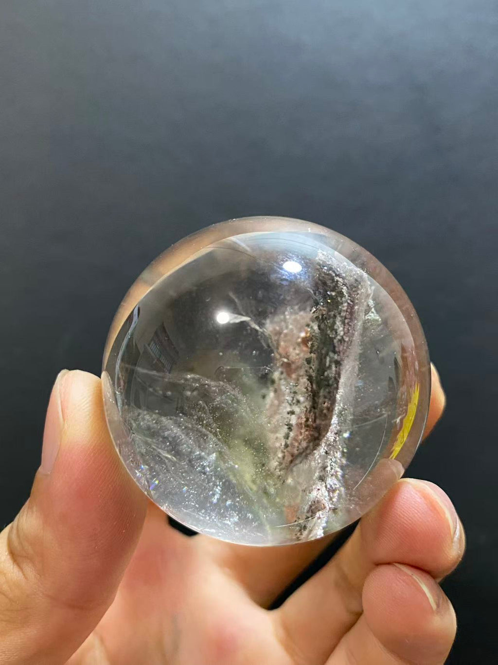 Natural Phantom Quartz Sphere With Internal Phantom Inclusions, Decorative Mineral Ornament