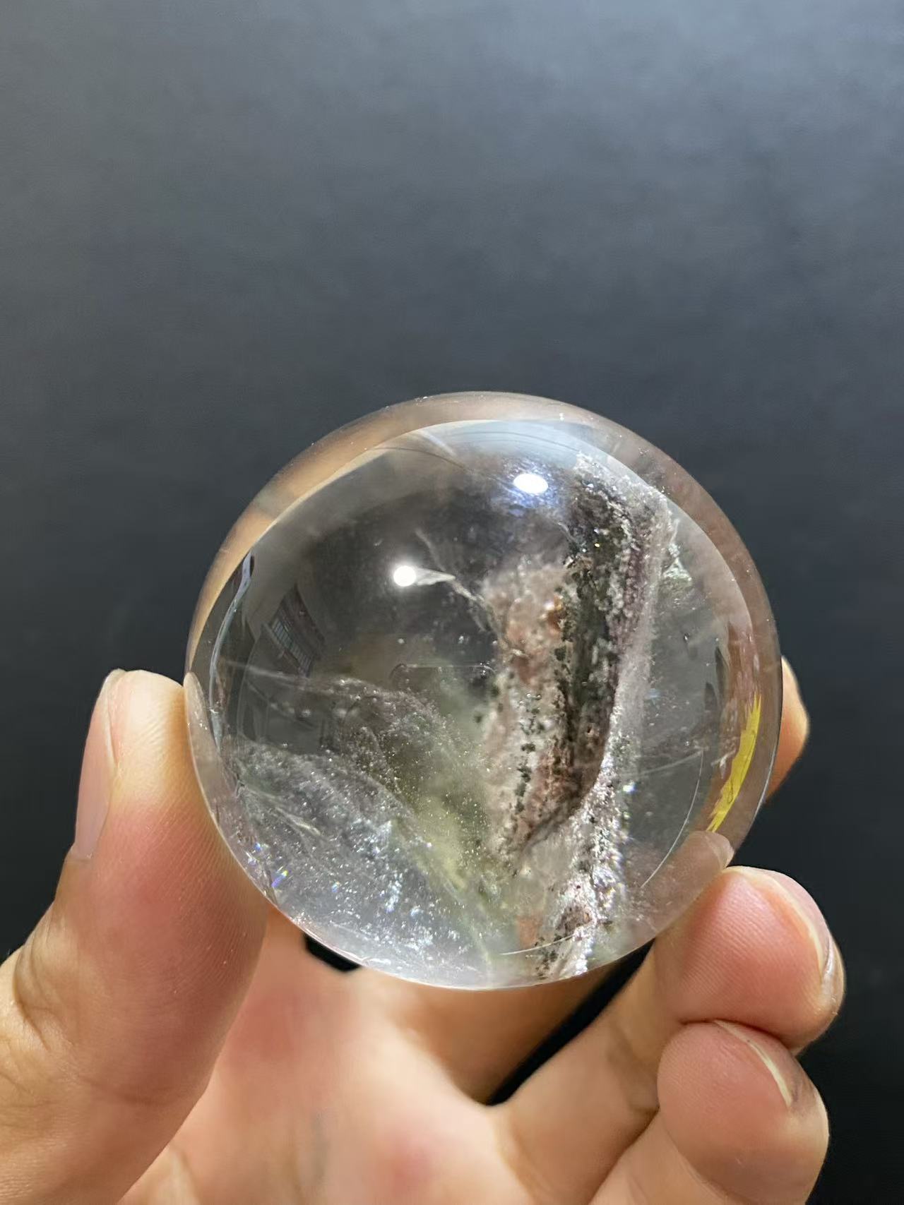 Natural Phantom Quartz Sphere With Internal Phantom Inclusions, Decorative Mineral Ornament