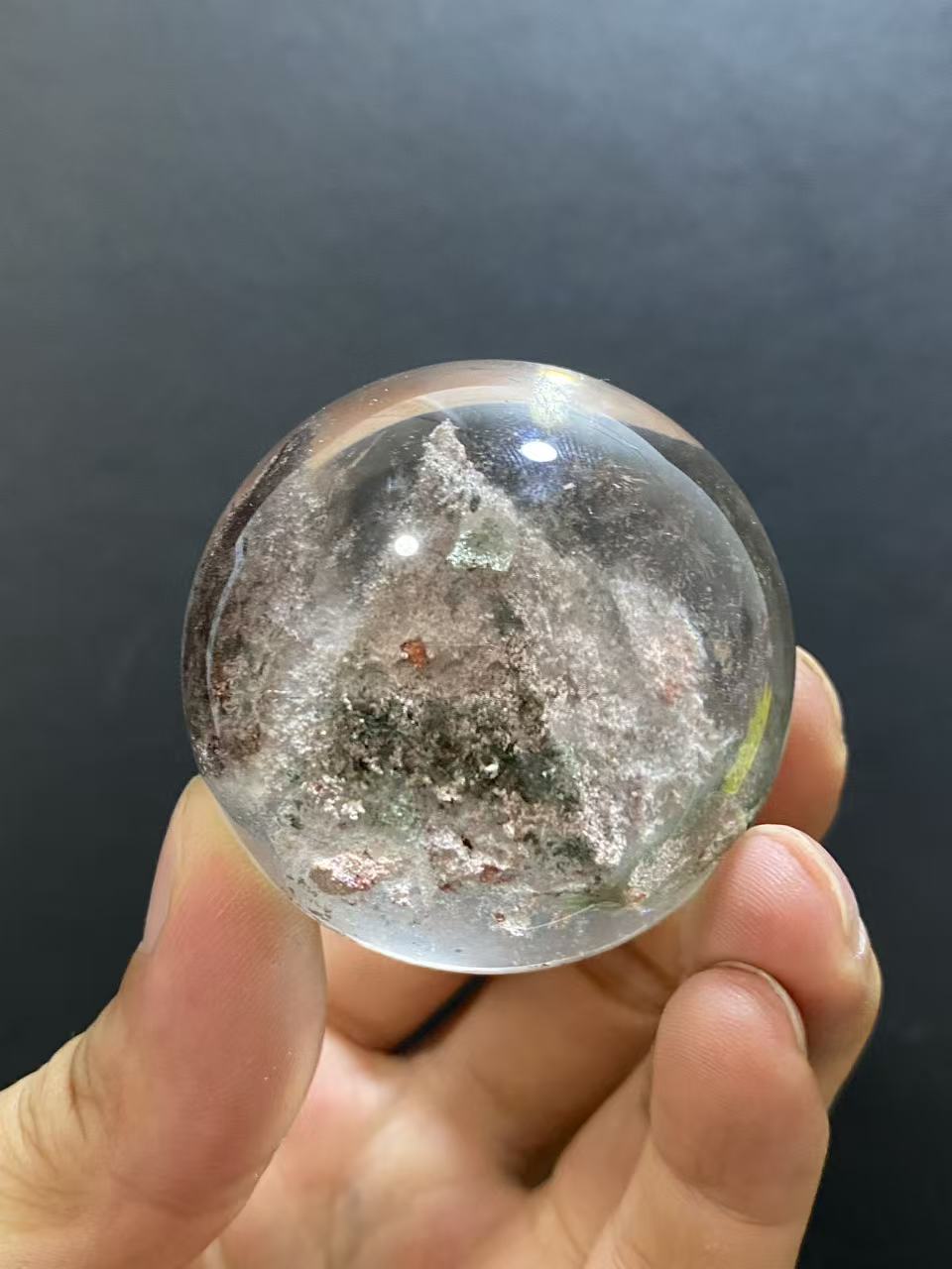 Natural Phantom Quartz Sphere With Internal Phantom Inclusions, Decorative Mineral Ornament