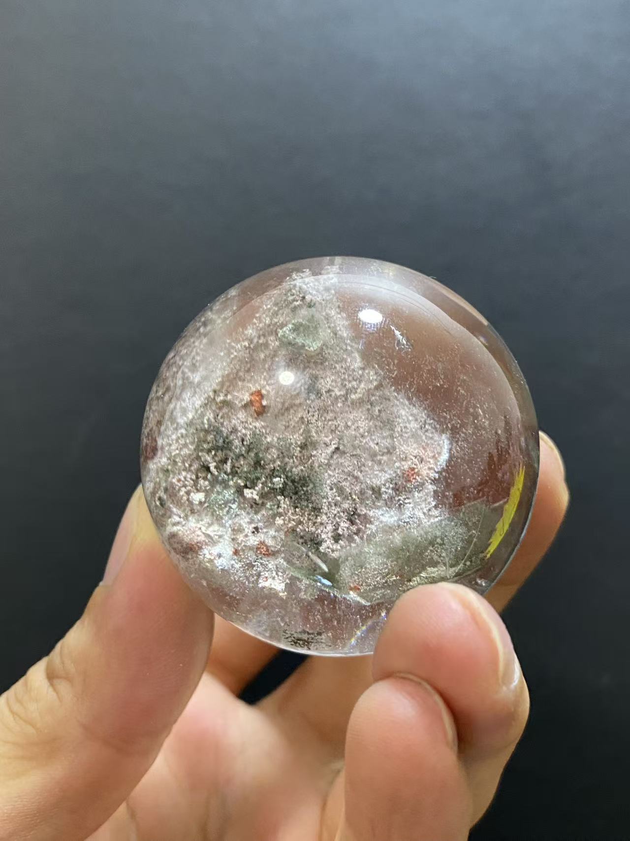 Natural Phantom Quartz Sphere With Internal Phantom Inclusions, Decorative Mineral Ornament