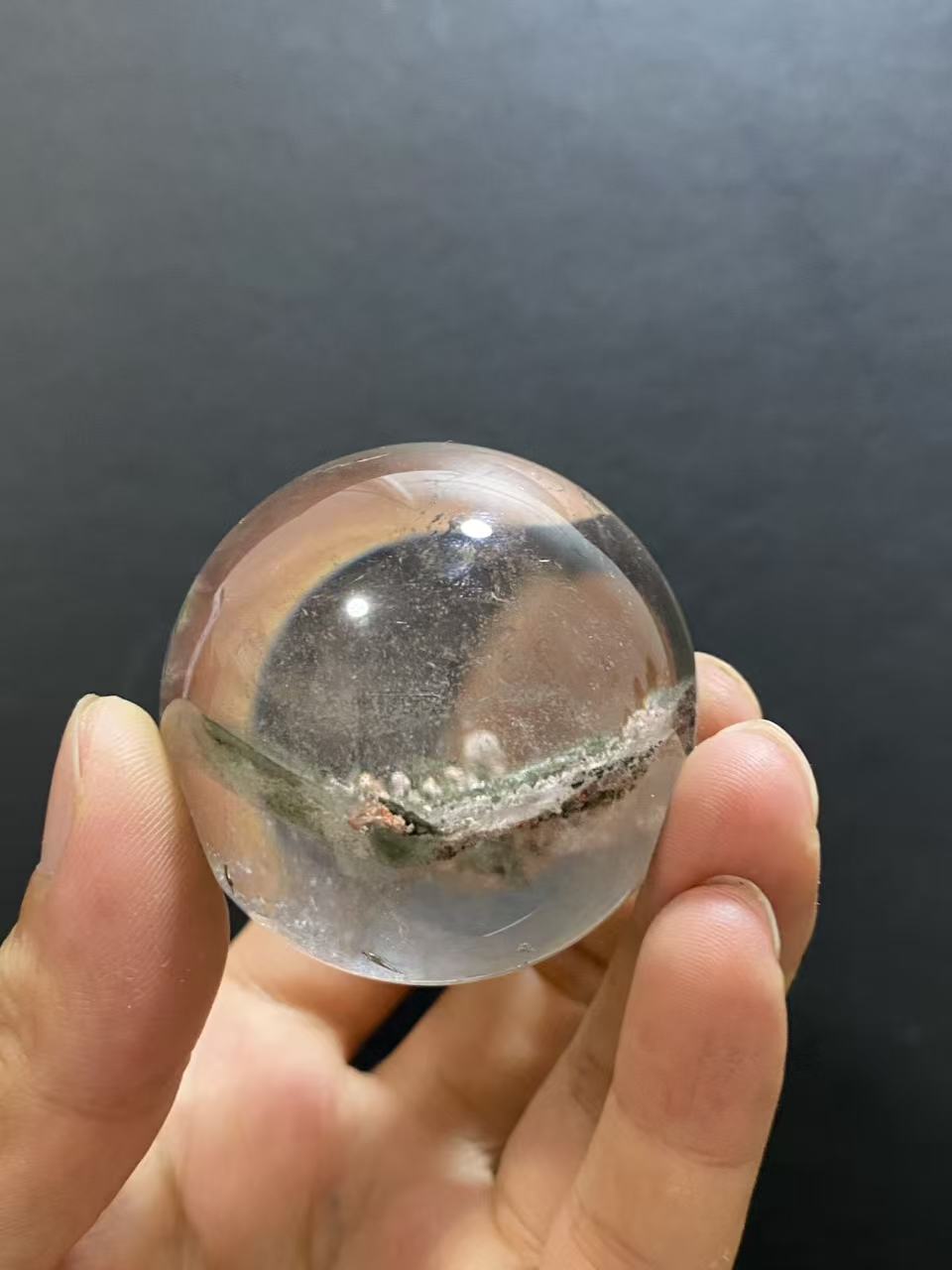 Natural Phantom Quartz Sphere With Internal Phantom Inclusions, Decorative Mineral Ornament