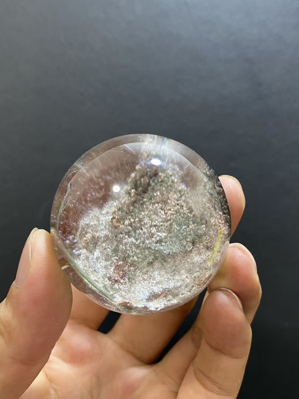 Natural Phantom Quartz Sphere With Internal Phantom Inclusions, Decorative Mineral Ornament