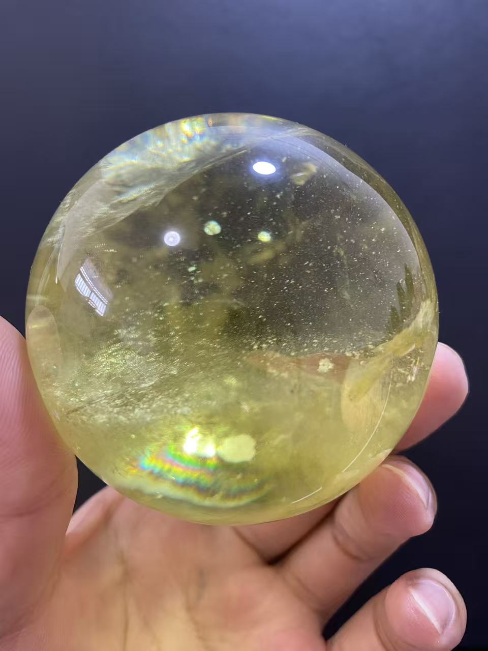 Natural Citrine Sphere — Hand-Polished Yellow Crystal Ball for Home Decor