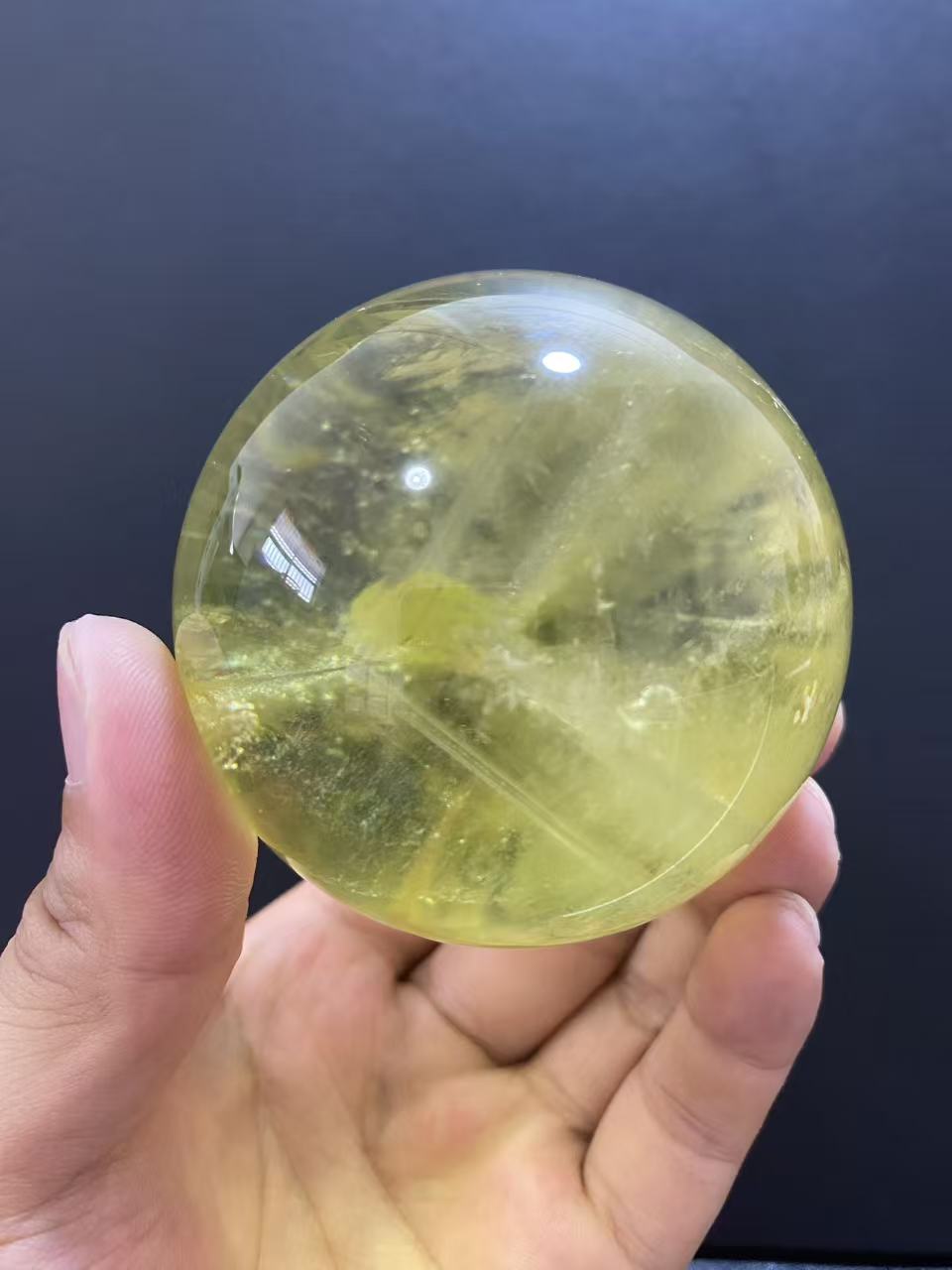Natural Citrine Sphere — Hand-Polished Yellow Crystal Ball for Home Decor