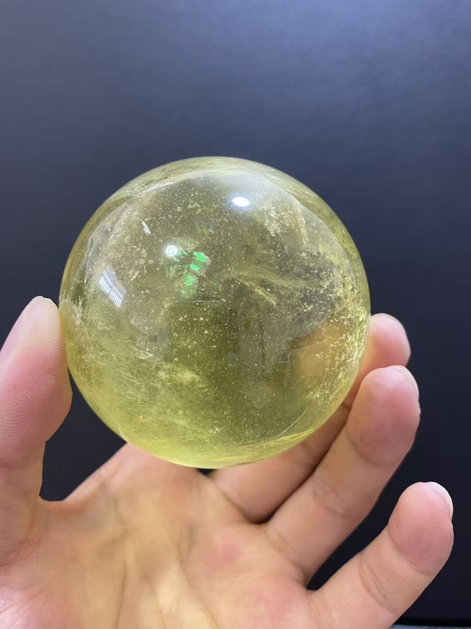 Natural Citrine Sphere — Hand-Polished Yellow Crystal Ball for Home Decor