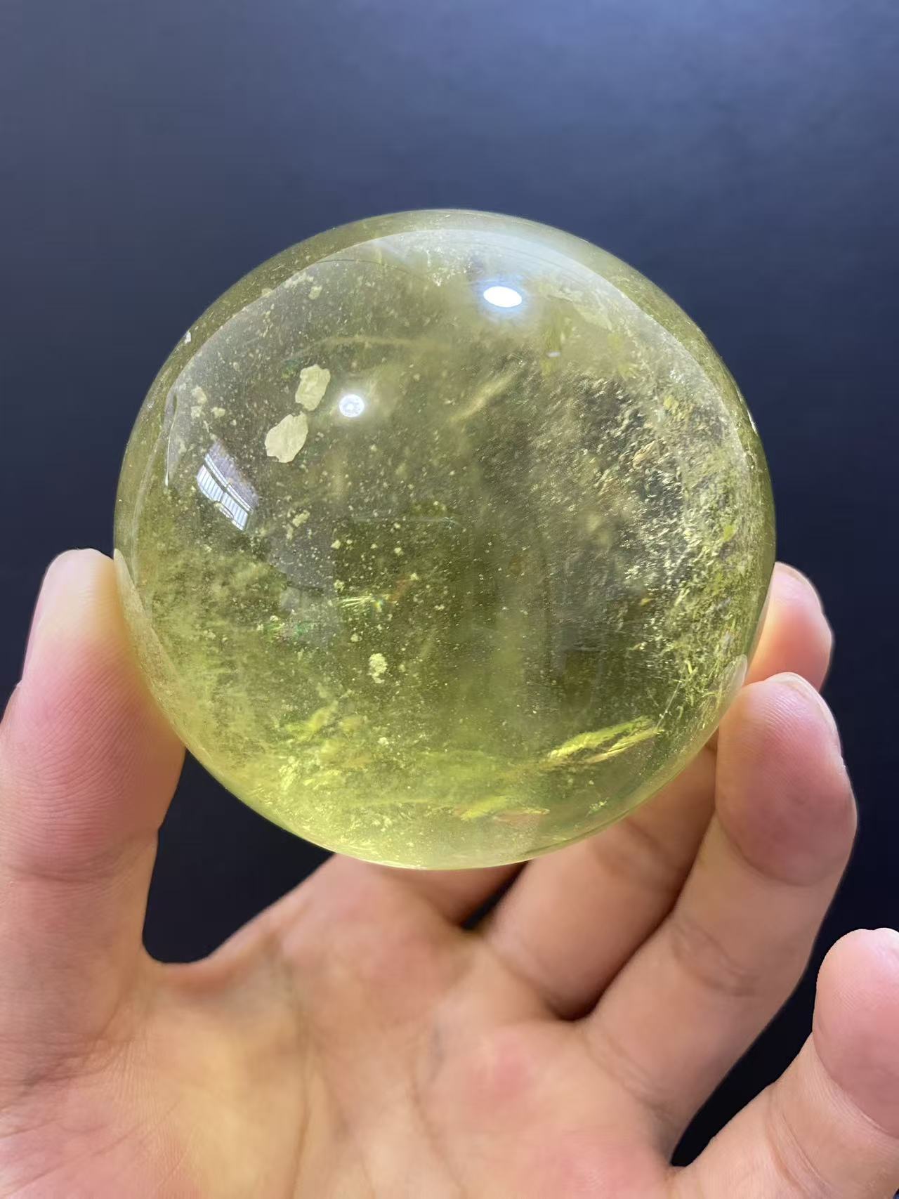 Natural Citrine Sphere — Hand-Polished Yellow Crystal Ball for Home Decor