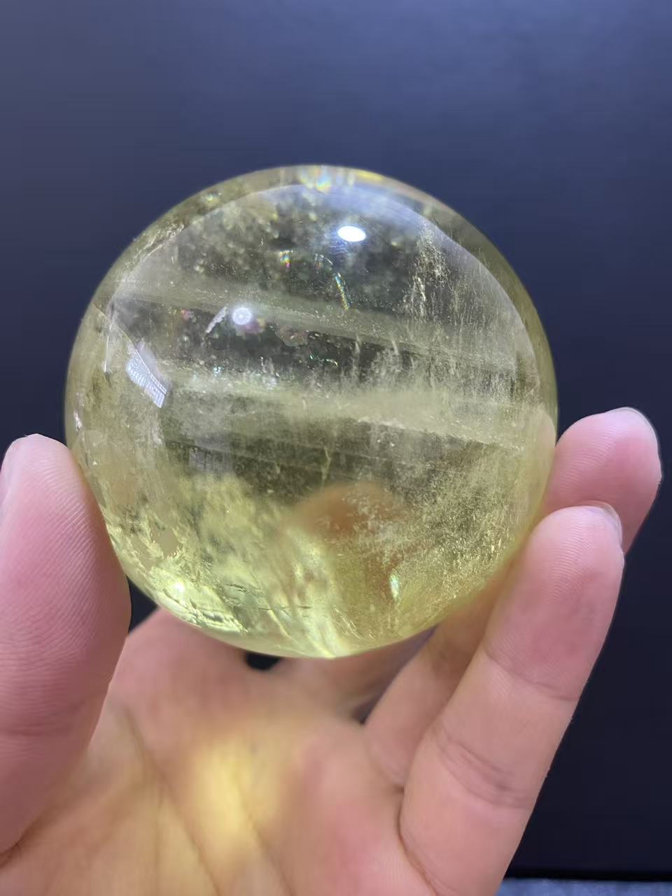 Natural Citrine Sphere — Hand-Polished Yellow Crystal Ball for Home Decor