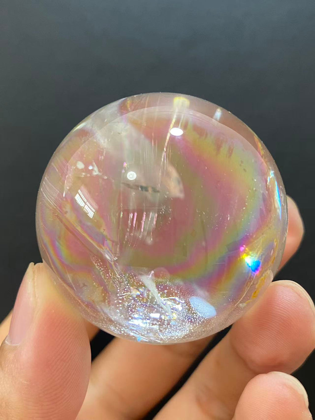 Natural Rainbow Quartz Sphere — Hand-Polished Crystal Ball for Home Decor