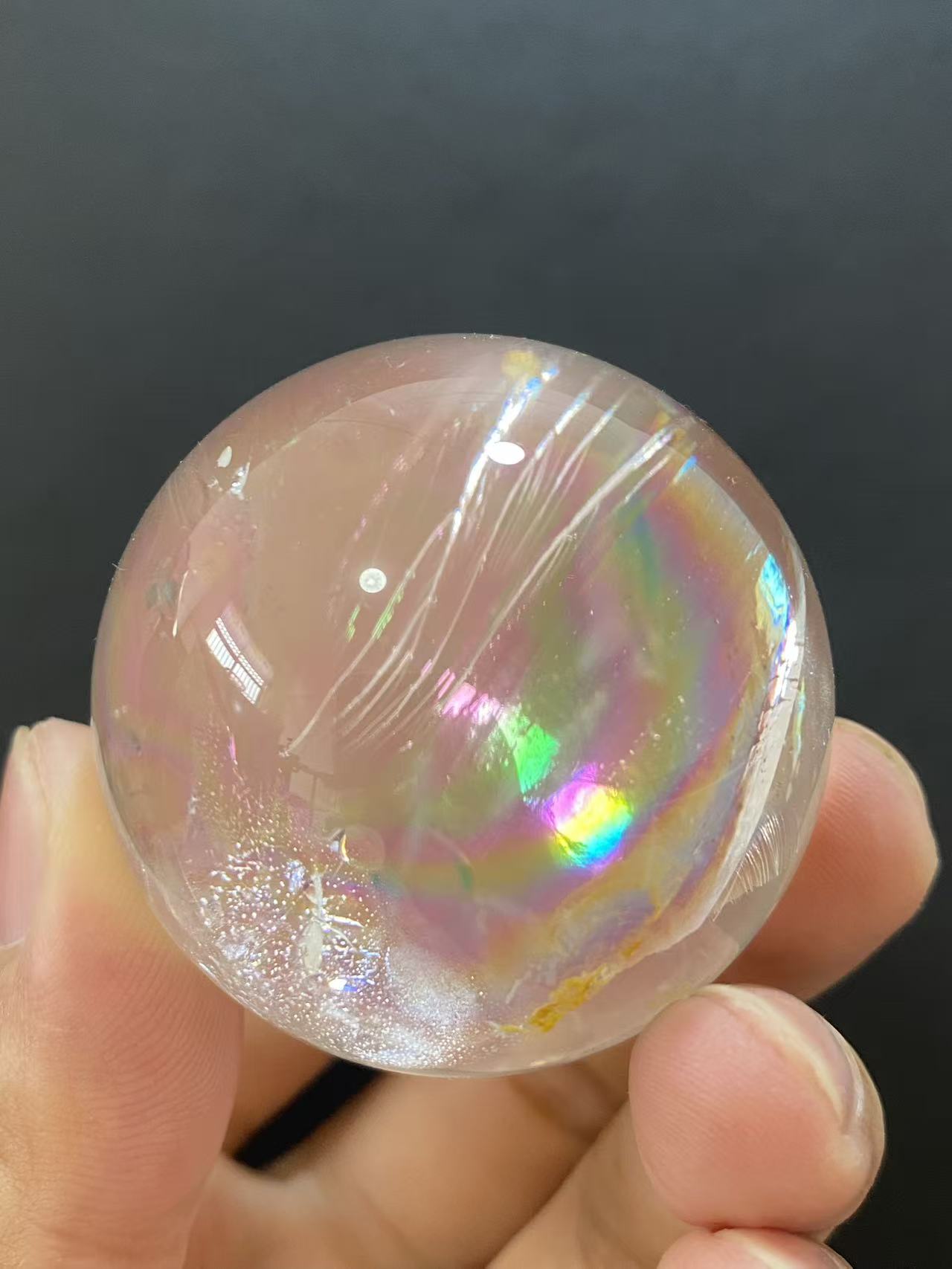 Natural Rainbow Quartz Sphere — Hand-Polished Crystal Ball for Home Decor