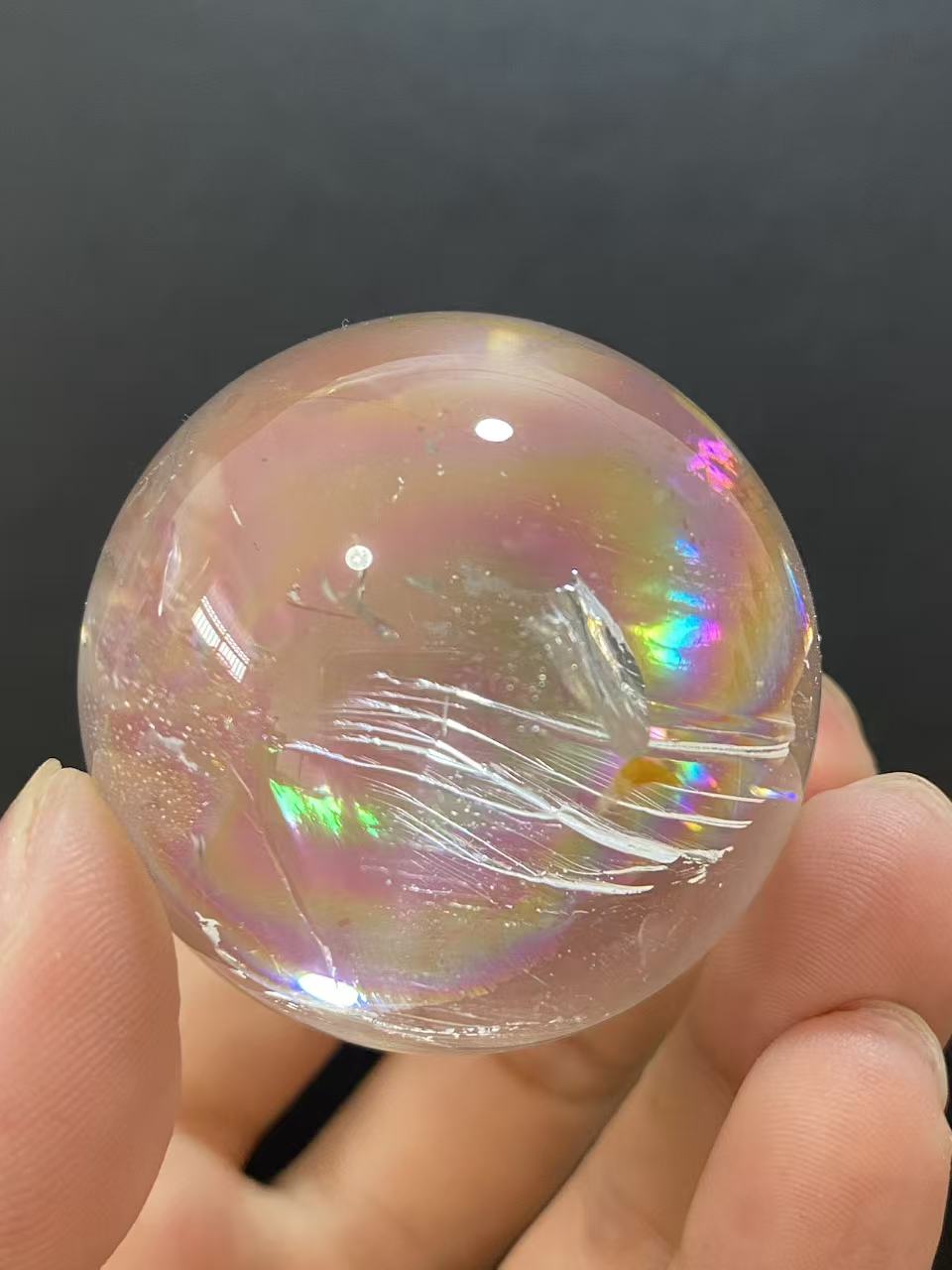Natural Rainbow Quartz Sphere — Hand-Polished Crystal Ball for Home Decor
