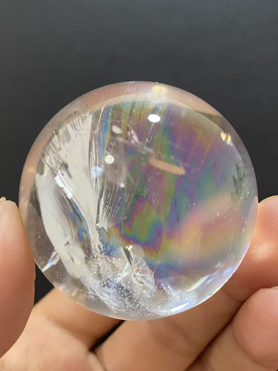 Natural Rainbow Quartz Sphere — Hand-Polished Crystal Ball for Home Decor
