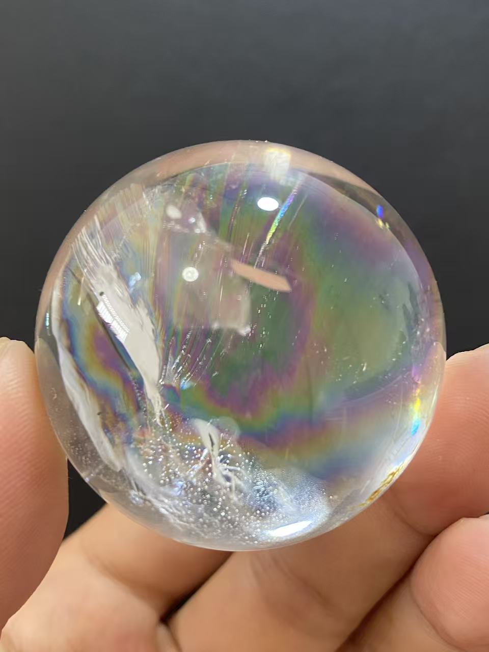 Natural Rainbow Quartz Sphere — Hand-Polished Crystal Ball for Home Decor