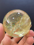 Natural Citrine Sphere with Rainbow Inclusions — Hand-Polished Crystal Ball for Home Decor
