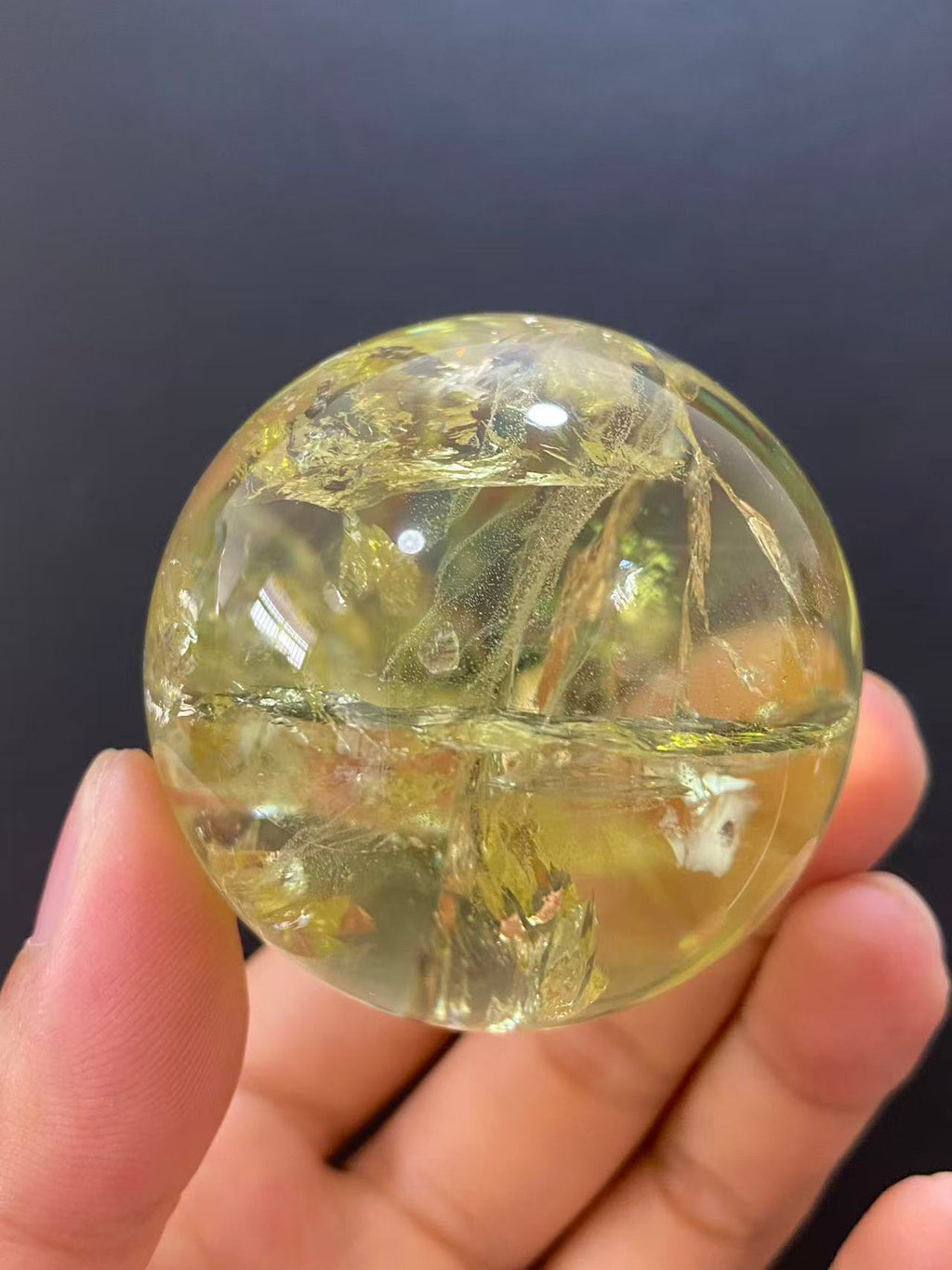 Natural Citrine Sphere with Rainbow Inclusions — Hand-Polished Crystal Ball for Home Decor