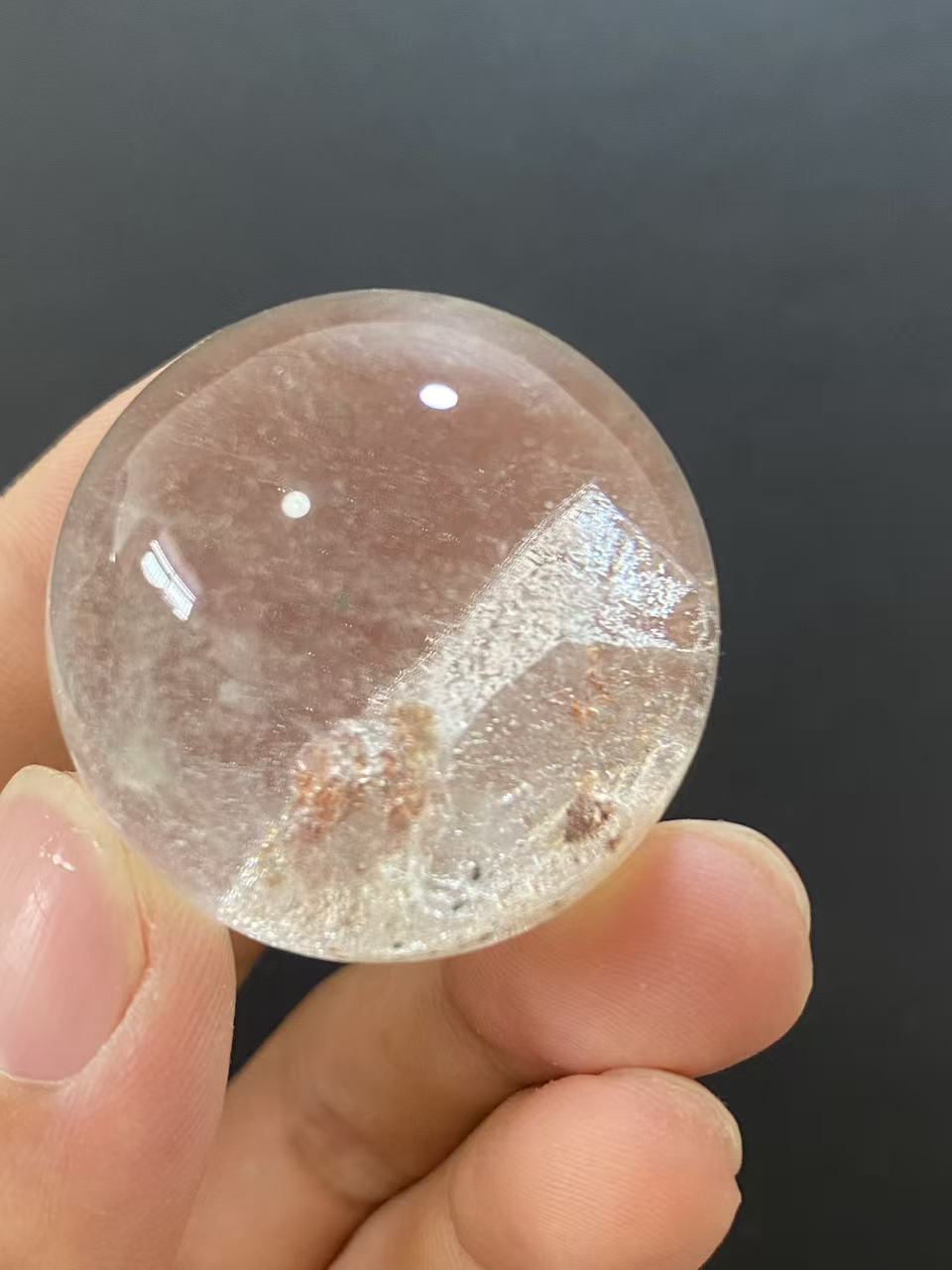 Natural Manifestation Quartz Sphere With Inner Mini Quartz Crystals, Decorative Mineral Ornament