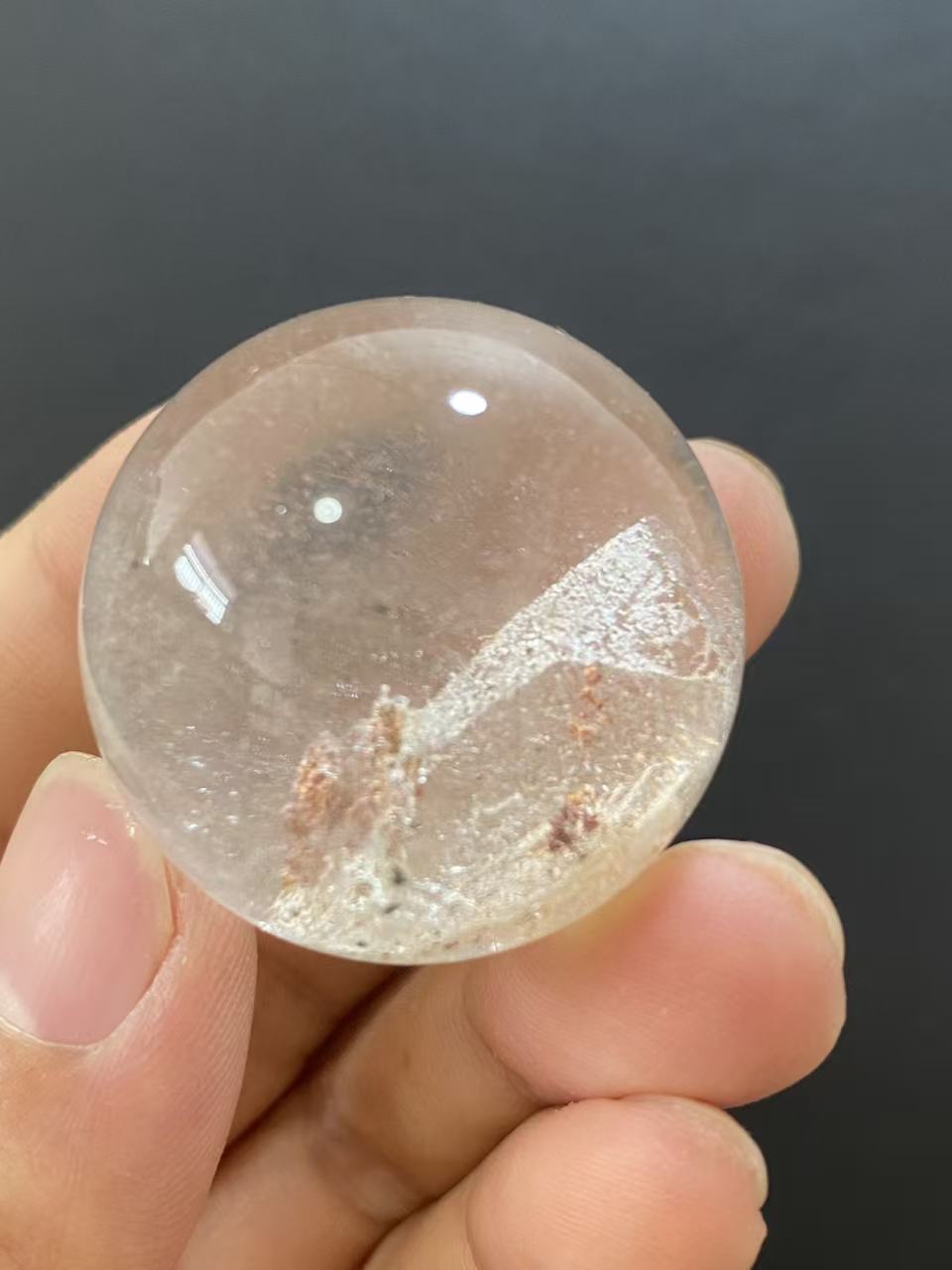 Natural Manifestation Quartz Sphere With Inner Mini Quartz Crystals, Decorative Mineral Ornament