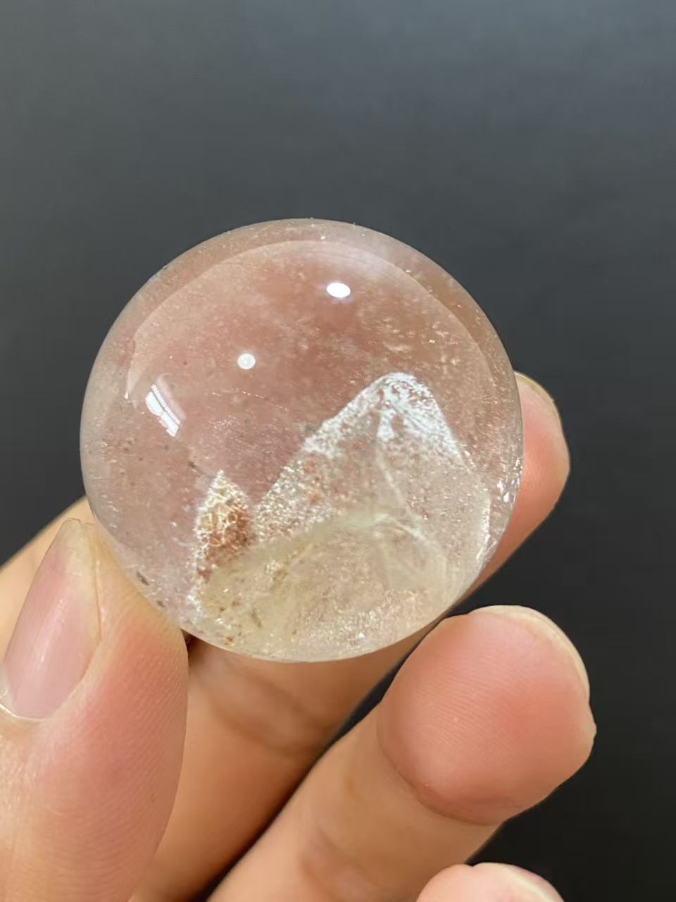 Natural Manifestation Quartz Sphere With Inner Mini Quartz Crystals, Decorative Mineral Ornament
