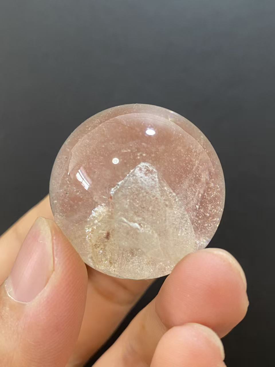 Natural Manifestation Quartz Sphere With Inner Mini Quartz Crystals, Decorative Mineral Ornament