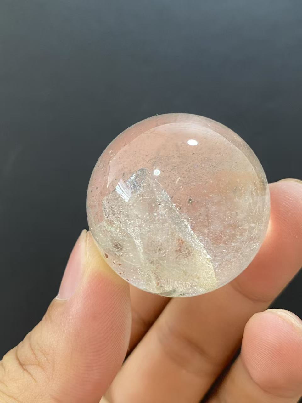 Natural Manifestation Quartz Sphere With Inner Mini Quartz Crystals, Decorative Mineral Ornament