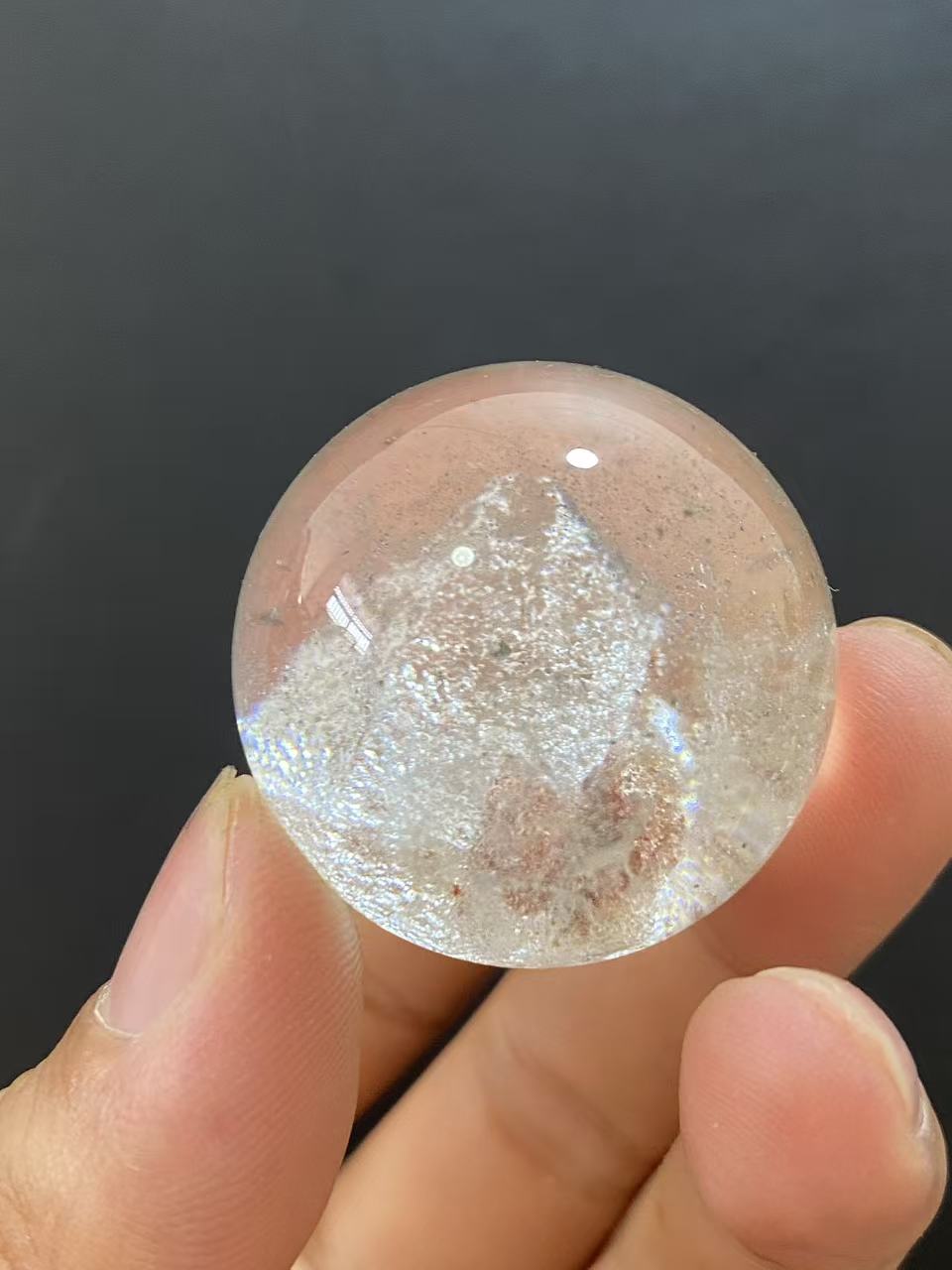 Natural Manifestation Quartz Sphere With Inner Mini Quartz Crystals, Decorative Mineral Ornament