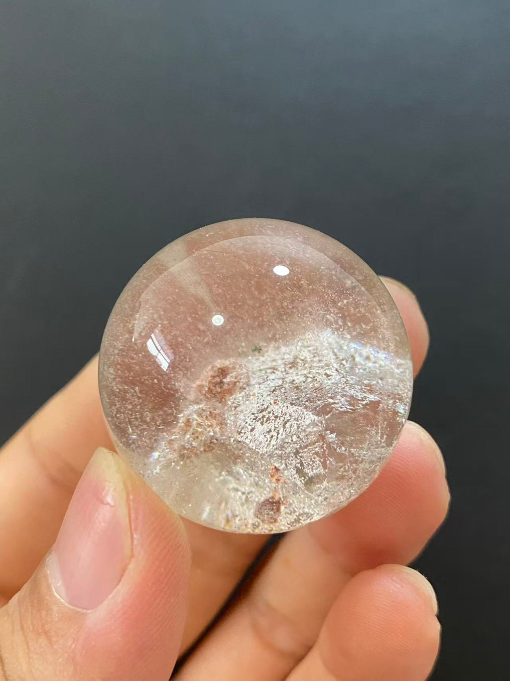 Natural Manifestation Quartz Sphere With Inner Mini Quartz Crystals, Decorative Mineral Ornament
