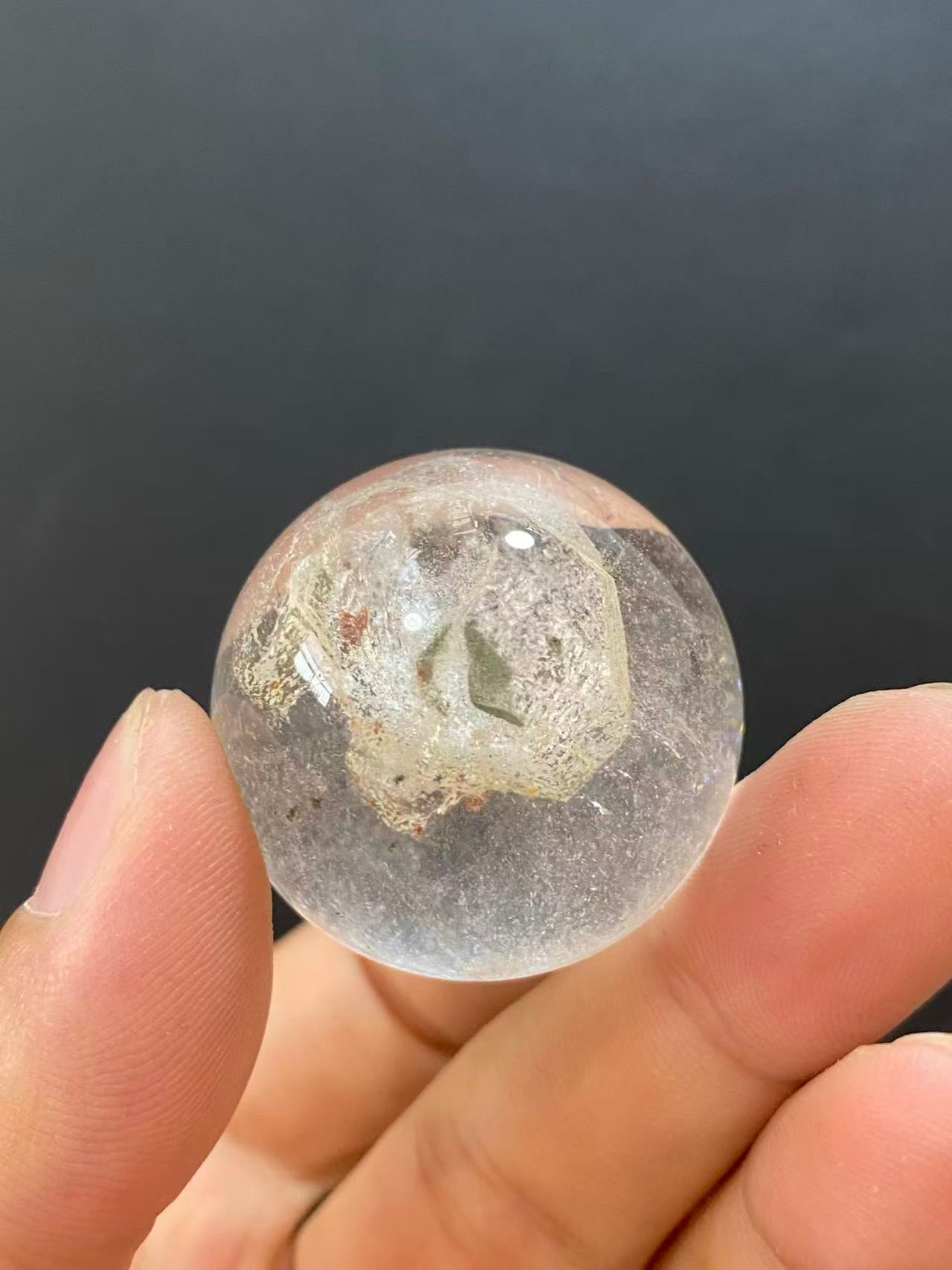 Natural Manifestation Quartz Sphere With Inner Mini Quartz Crystals, Decorative Mineral Ornament