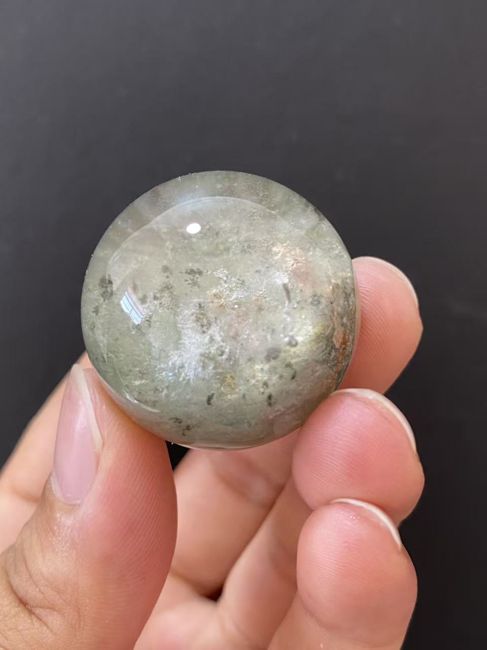 Natural Green Phantom Quartz Sphere, Hand Polished Crystal Sphere for Home Decor & Display