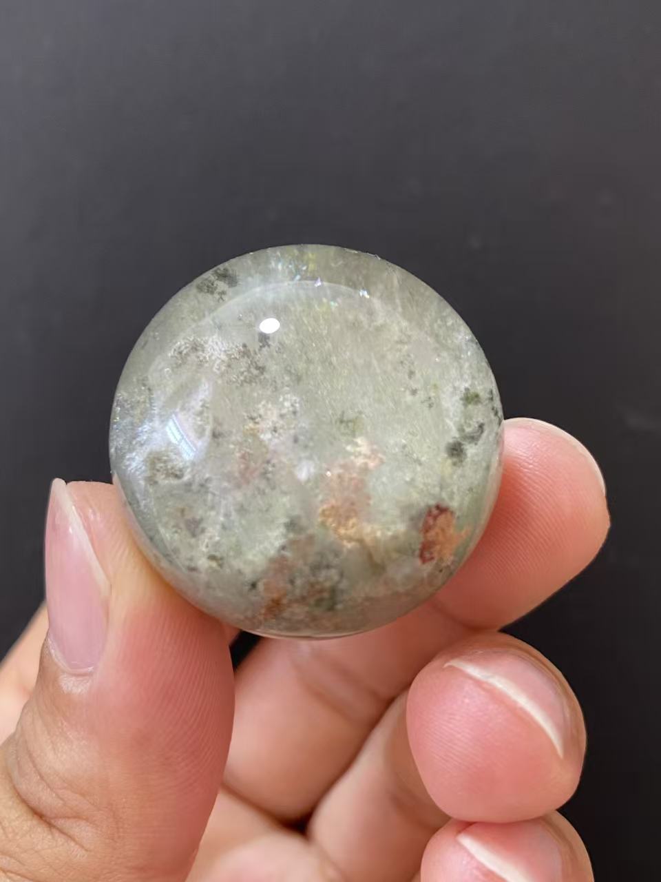 Natural Green Phantom Quartz Sphere, Hand Polished Crystal Sphere for Home Decor & Display