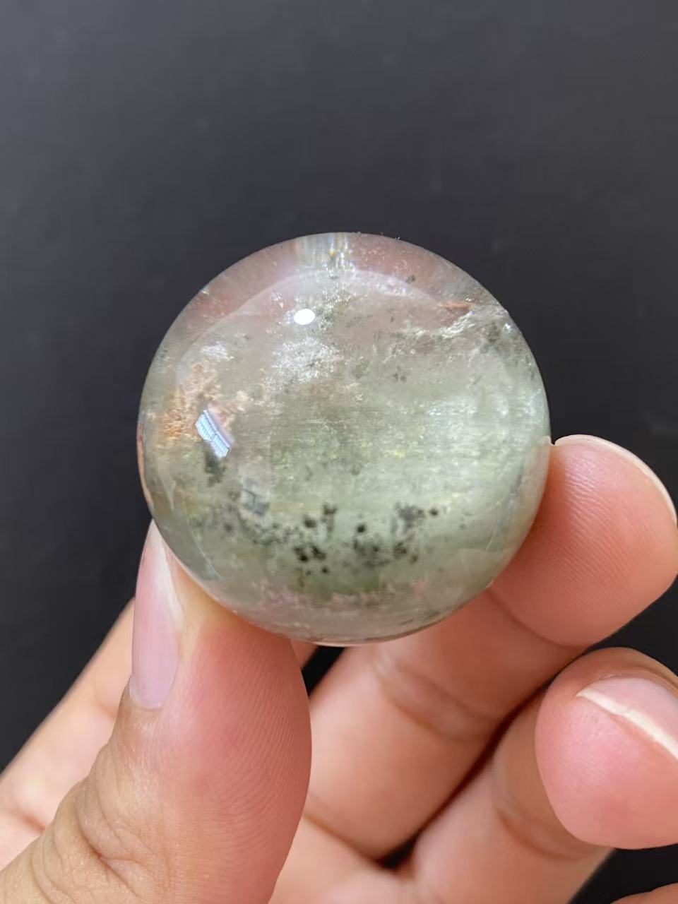 Natural Green Phantom Quartz Sphere, Hand Polished Crystal Sphere for Home Decor & Display