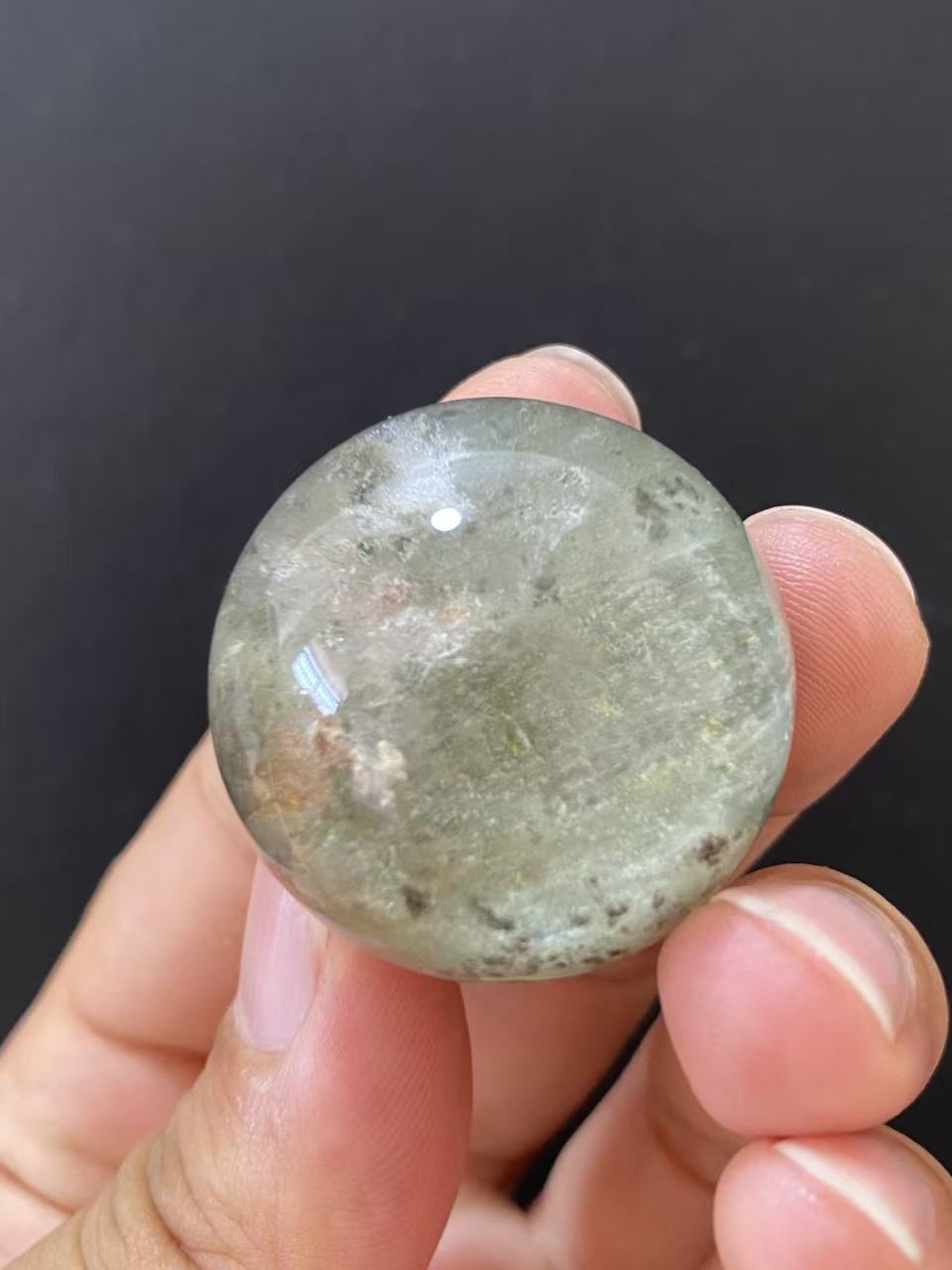 Natural Green Phantom Quartz Sphere, Hand Polished Crystal Sphere for Home Decor & Display