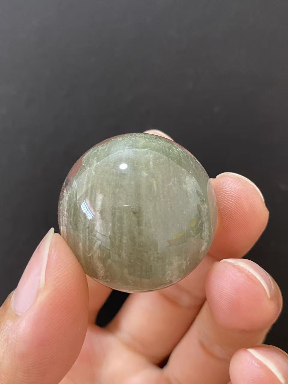 Natural Green Phantom Quartz Sphere, Hand Polished Crystal Sphere for Home Decor & Display