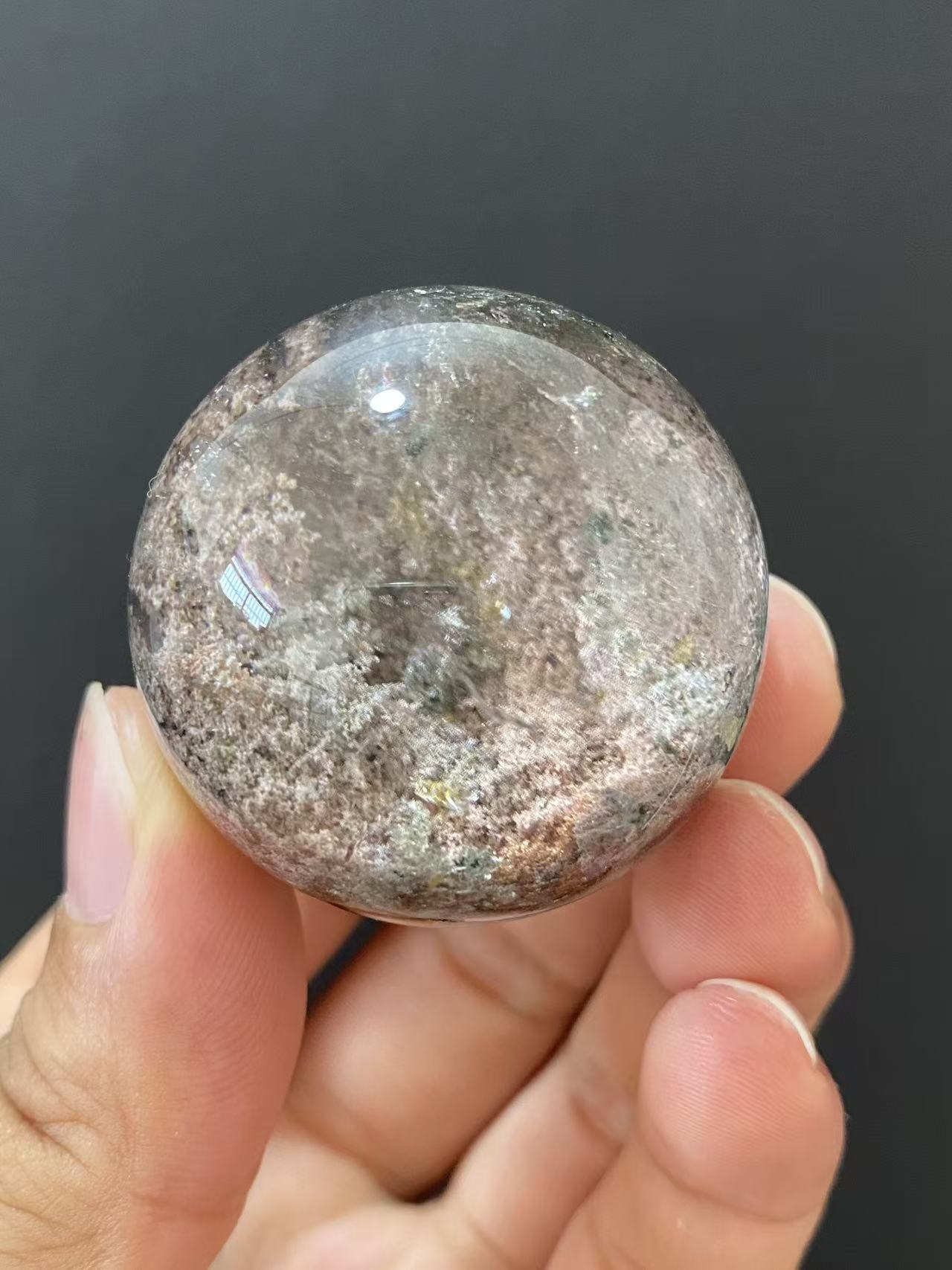 Natural Phantom Quartz Crystal Sphere for Desk & Home Decoration