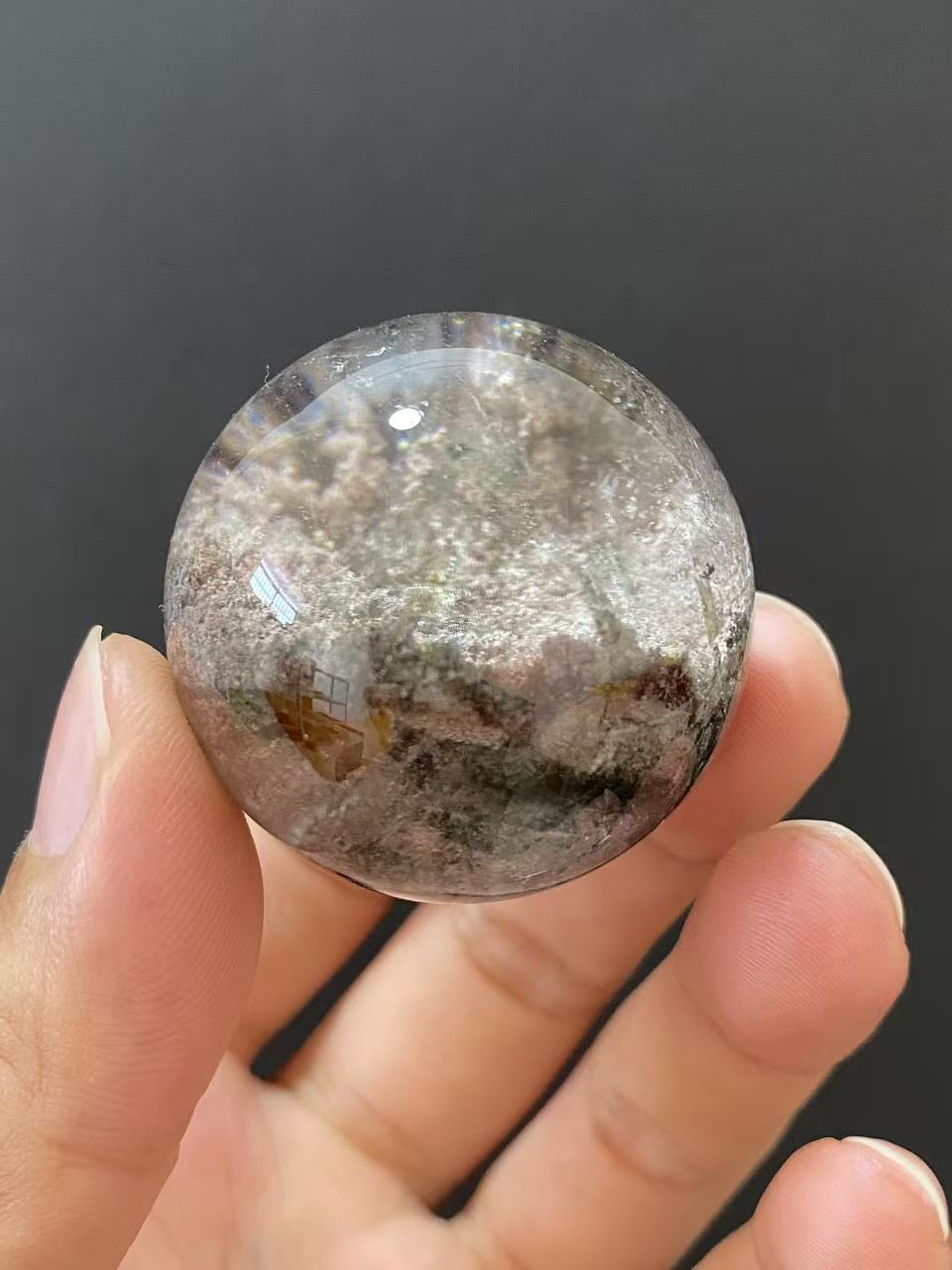 Natural Phantom Quartz Crystal Sphere for Desk & Home Decoration