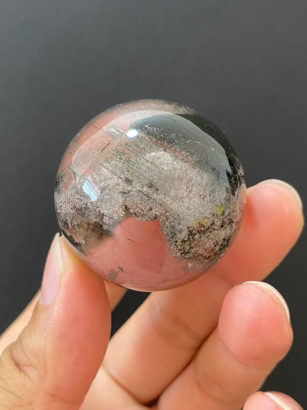 Natural Phantom Quartz Crystal Sphere for Desk & Home Decoration