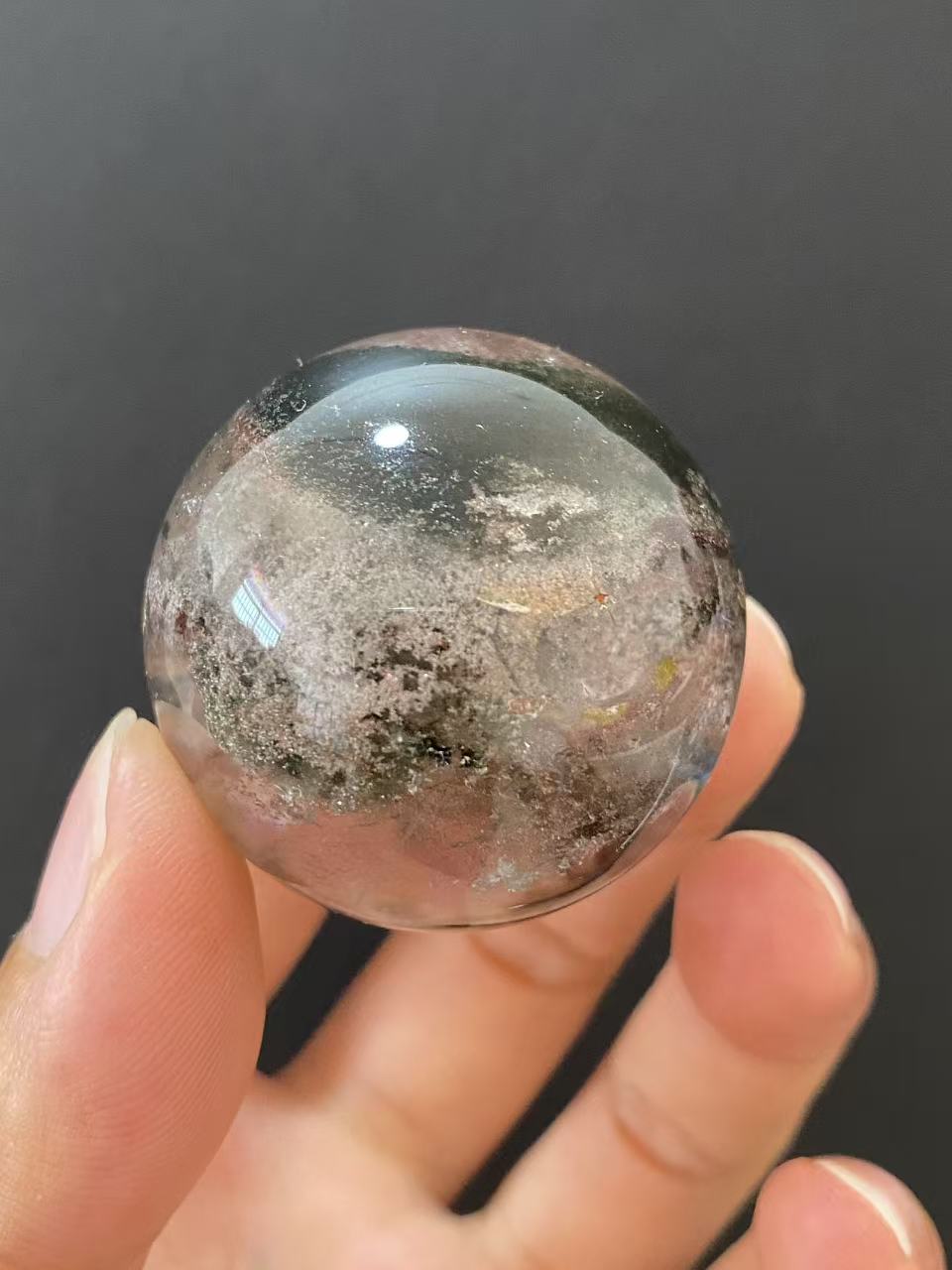 Natural Phantom Quartz Crystal Sphere for Desk & Home Decoration