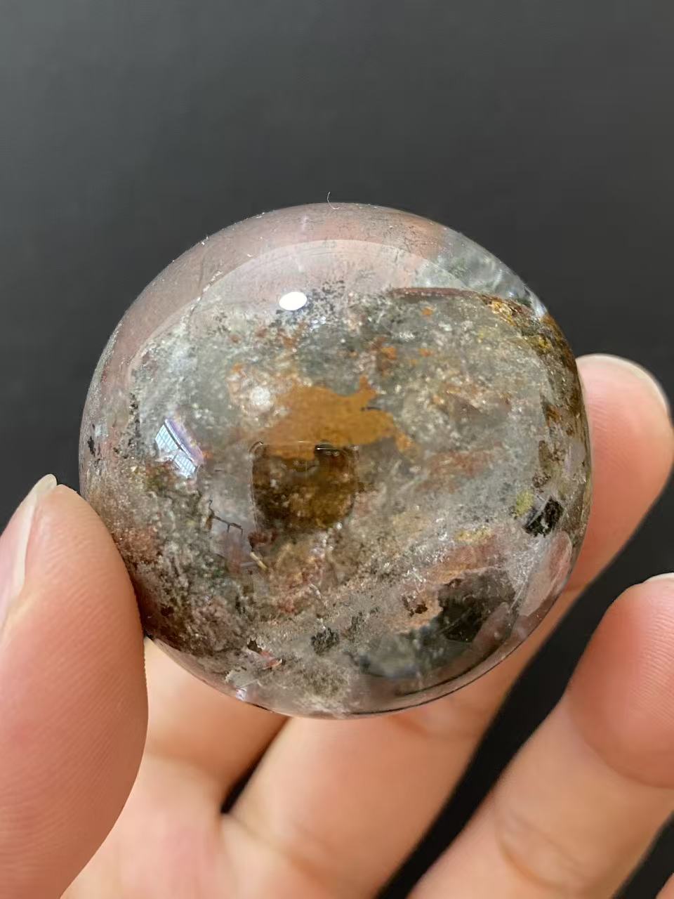 Natural Phantom Quartz Sphere, Hand‑Polished Natural Quartz Sphere With Unique Internal Phantom Mineral Inclusions for Home Display & Decoration