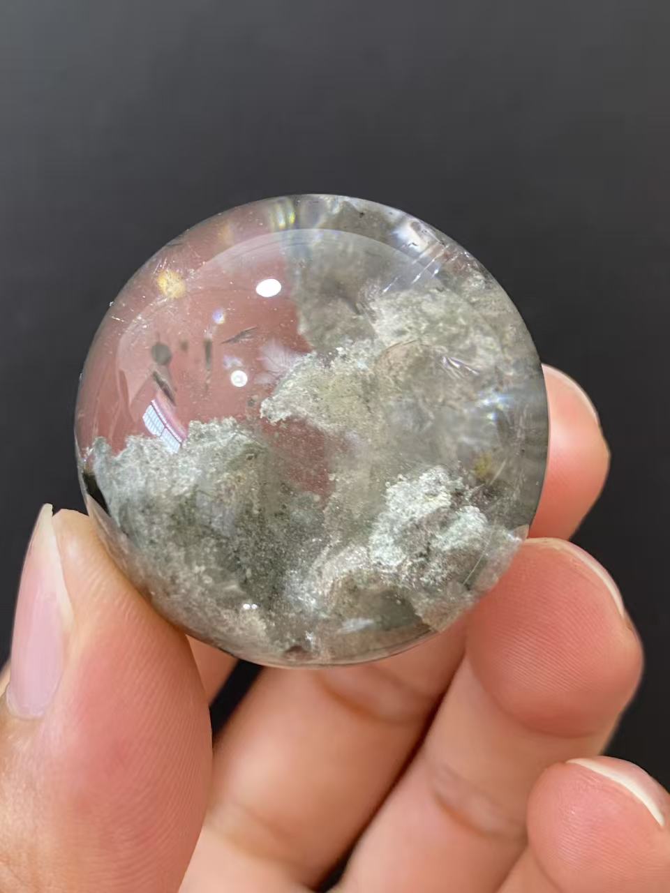 Natural Phantom Quartz Sphere, Hand Polished Quartz Sphere With Natural Phantom Mineral Inclusions for Home & Desk Display
