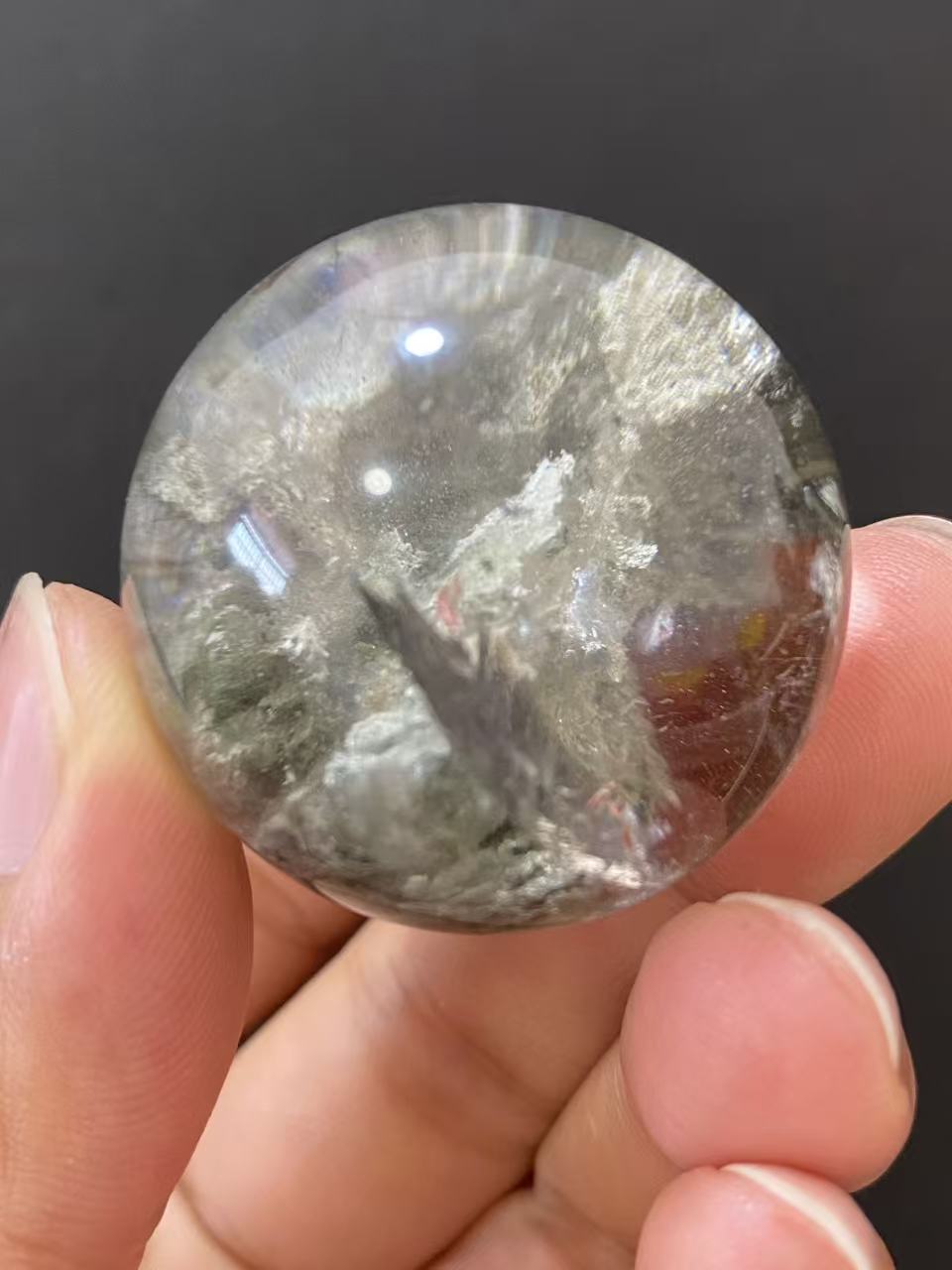 Natural Phantom Quartz Sphere, Hand Polished Quartz Sphere With Natural Phantom Mineral Inclusions for Home & Desk Display