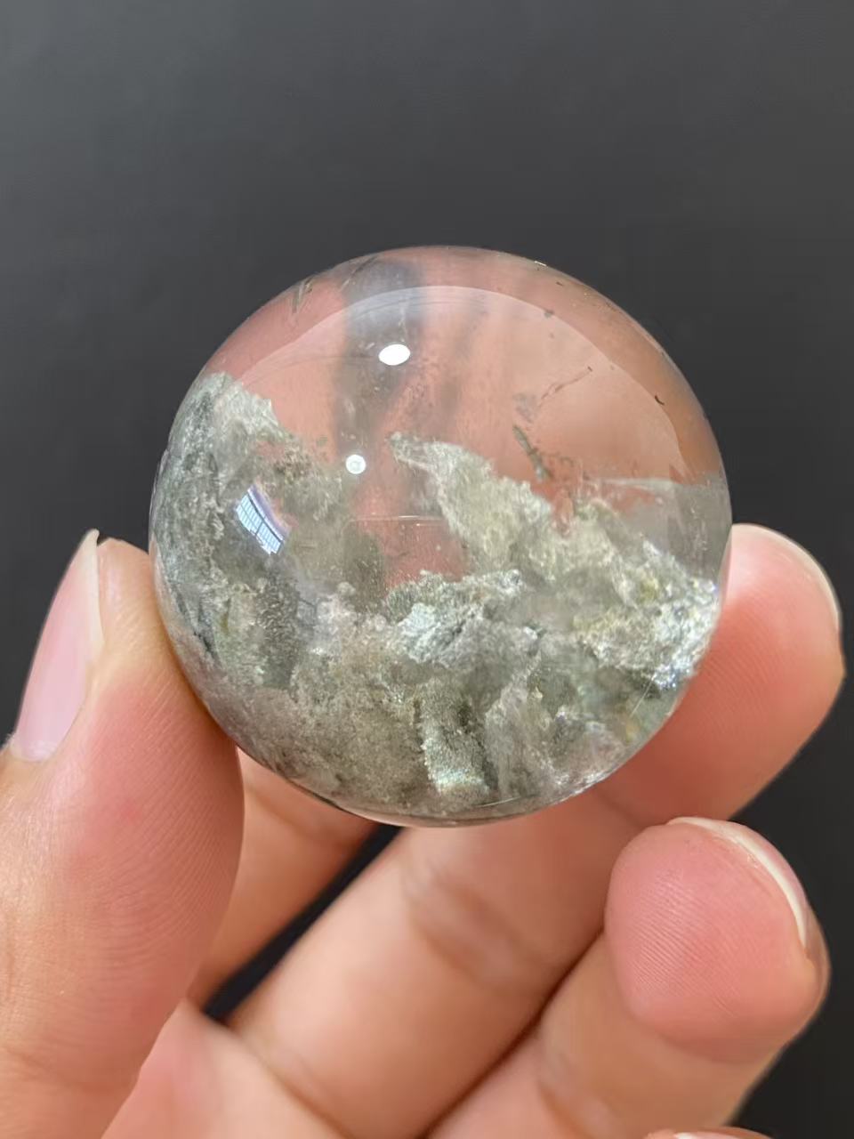 Natural Phantom Quartz Sphere, Hand Polished Quartz Sphere With Natural Phantom Mineral Inclusions for Home & Desk Display