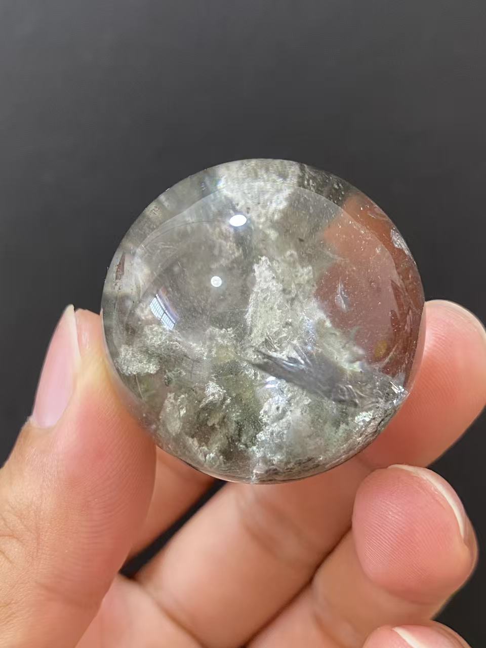 Natural Phantom Quartz Sphere, Hand Polished Quartz Sphere With Natural Phantom Mineral Inclusions for Home & Desk Display