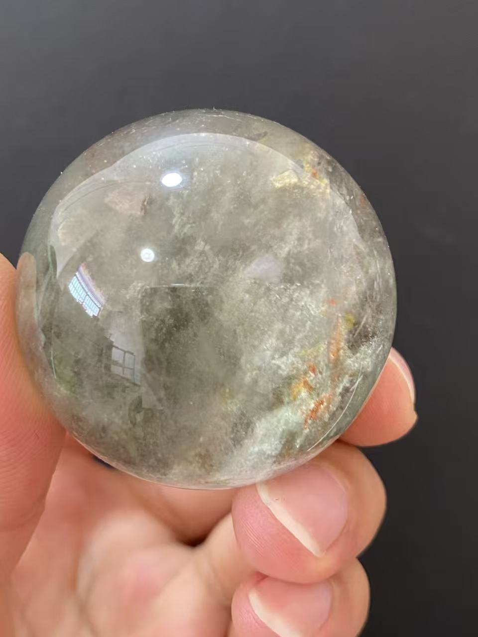 Natural Green Phantom Quartz Crystal Sphere for Home Decoration