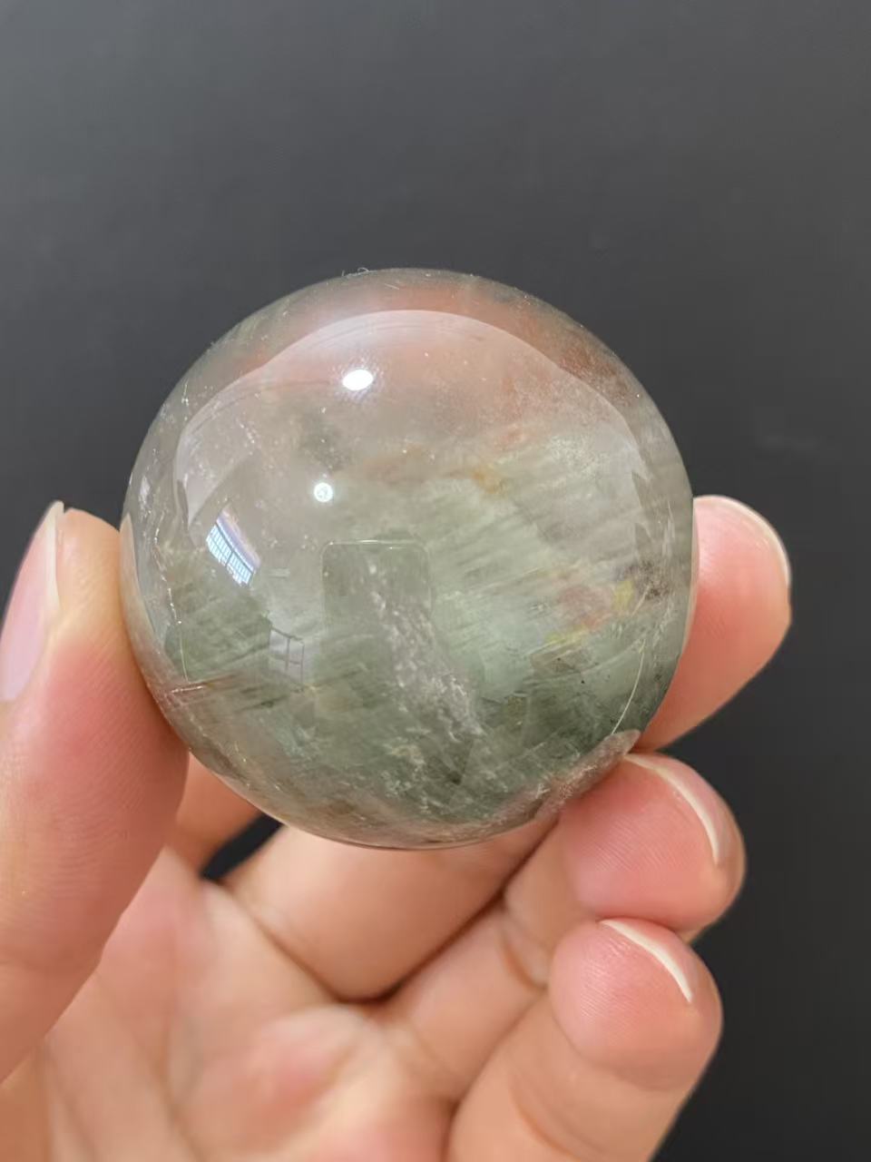 Natural Green Phantom Quartz Crystal Sphere for Home Decoration