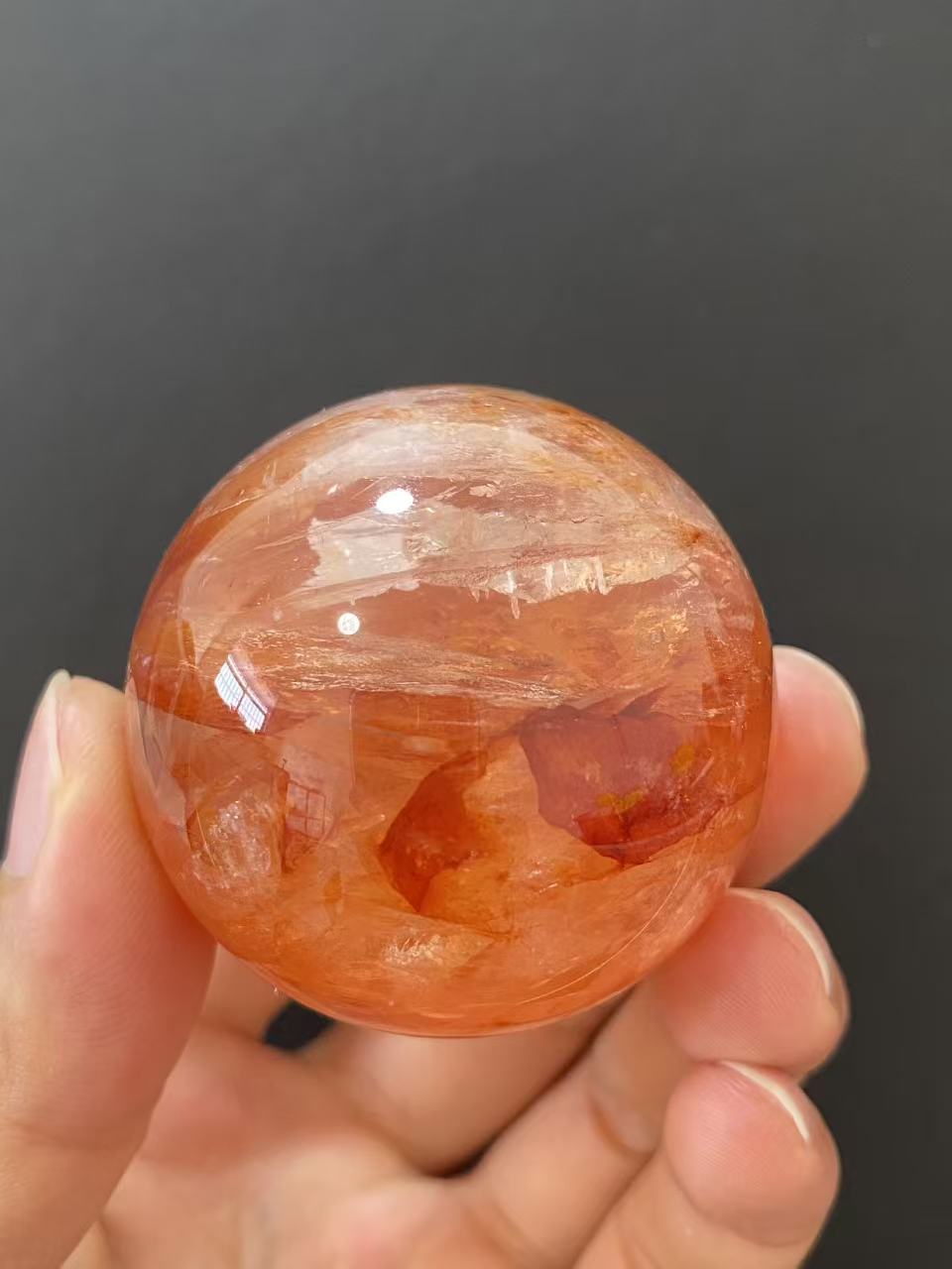 Natural Red Hematoid Quartz Crystal Sphere for Home Decoration