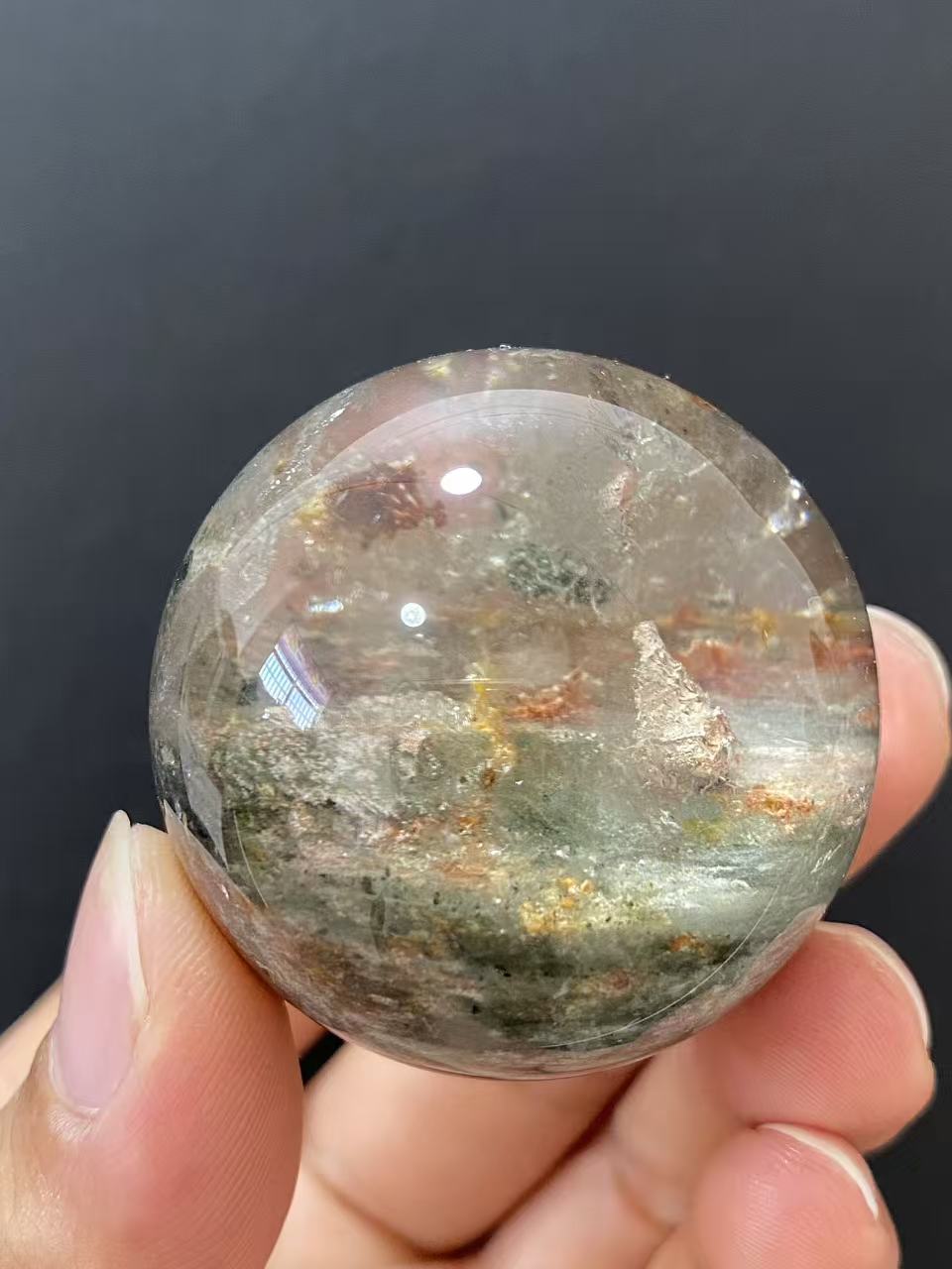 Natural Multi‑Color Phantom Quartz Sphere for Home Decoration