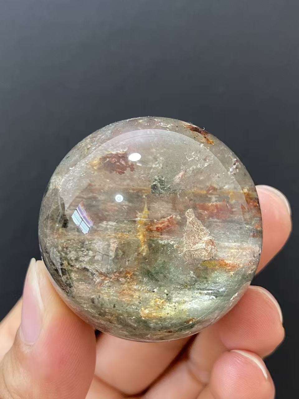 Natural Multi‑Color Phantom Quartz Sphere for Home Decoration